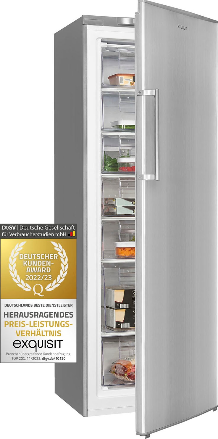 exquisit Gefrierschrank »GS280-HE-040D«, 171 cm hoch, 60 cm breit, 242 Liter Nutzinhalt, Display, Schnellgefrieren