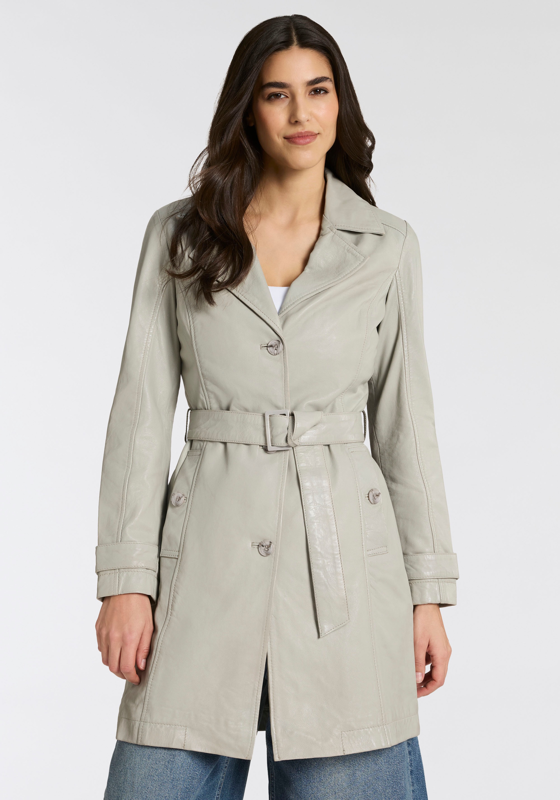 Mauritius Trenchcoat "MWLeoniz" aus Echtleder, mit Taillengürtel günstig online kaufen