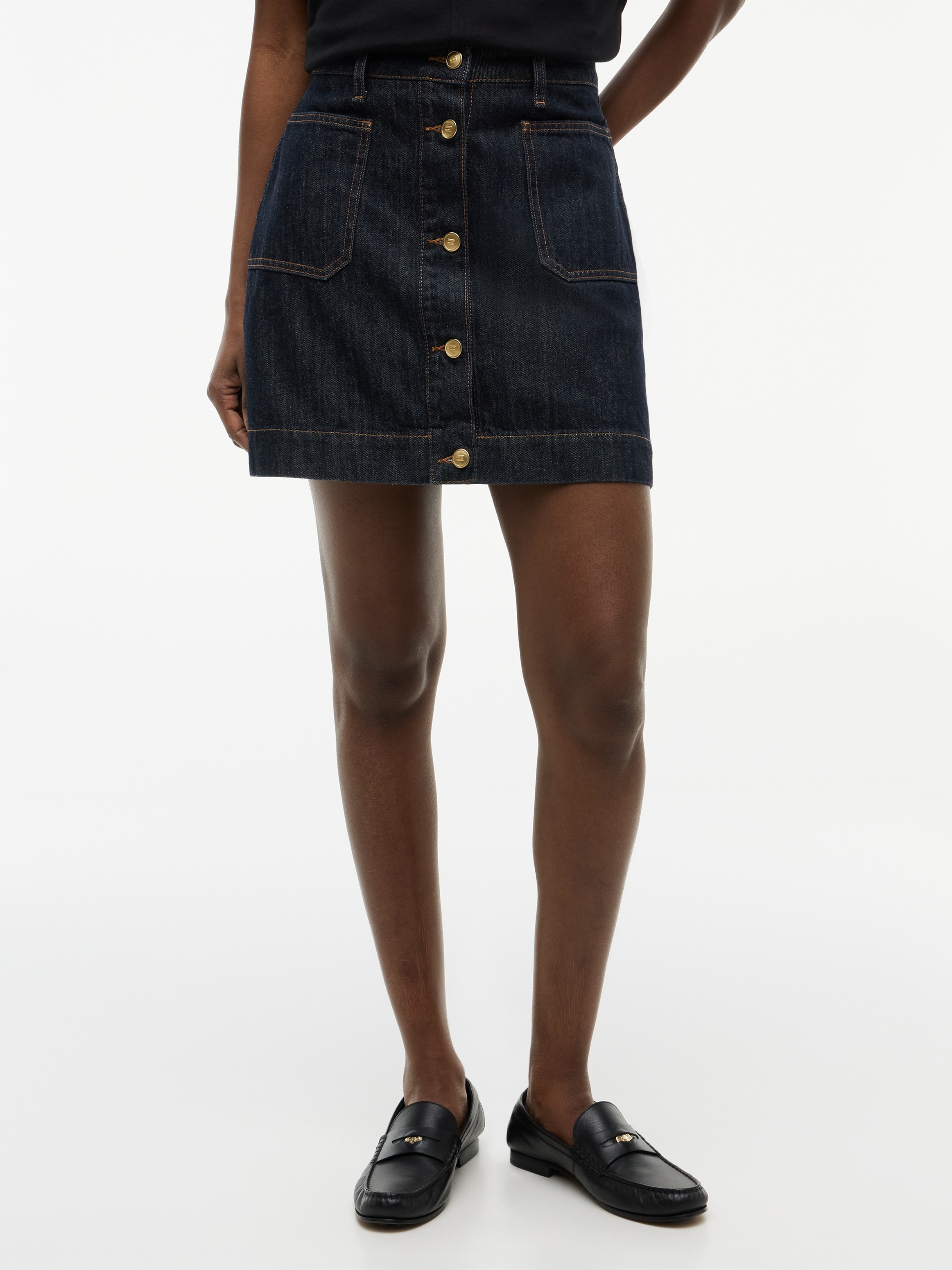 Tommy Hilfiger Jeansrock "MINI SKIRT RINSE HW" mit stilvoller Knopfleiste, aus Baumwolle