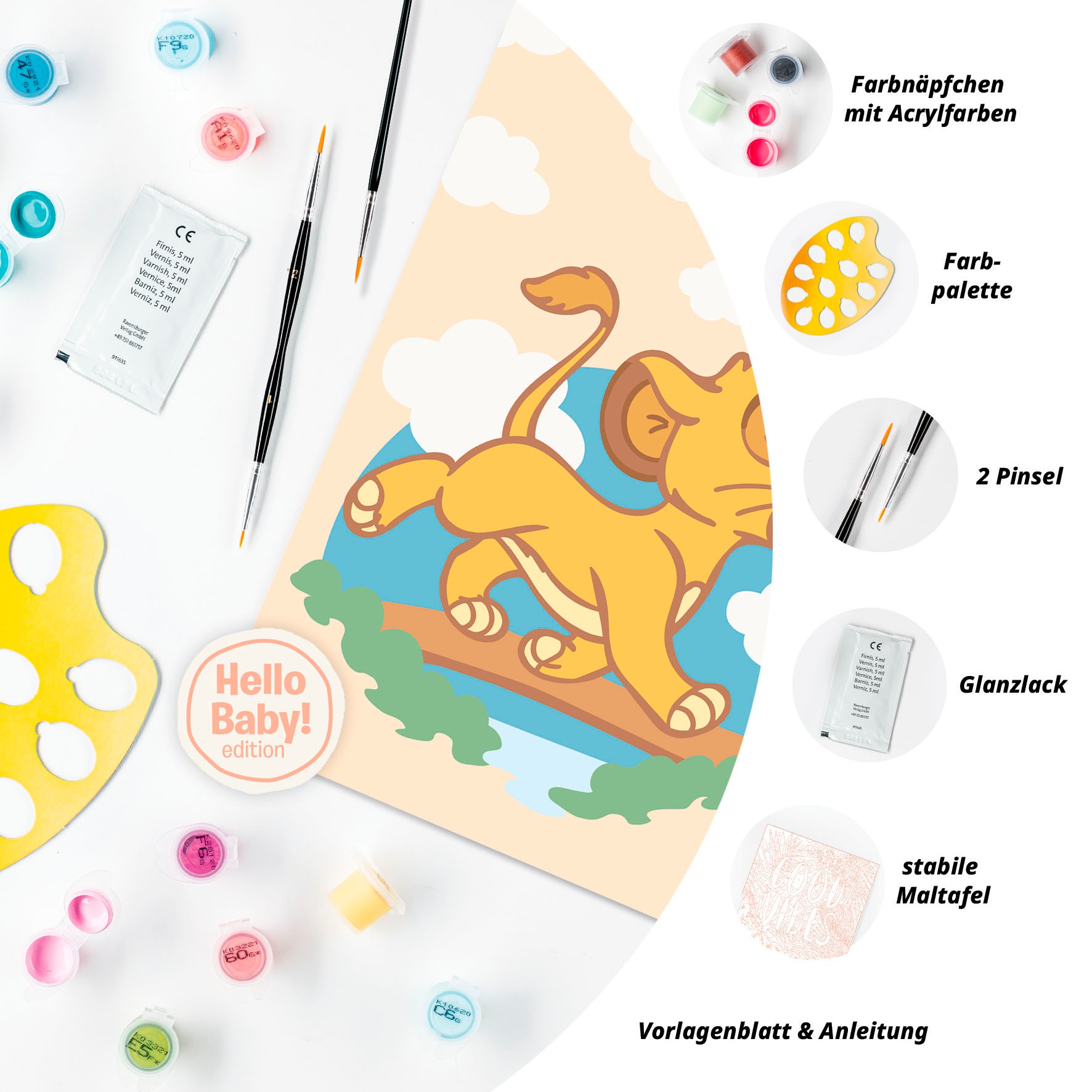 Ravensburger Malen nach Zahlen »CreArt, Hello Baby, Simba«, für Erwachsene; Made in Europe