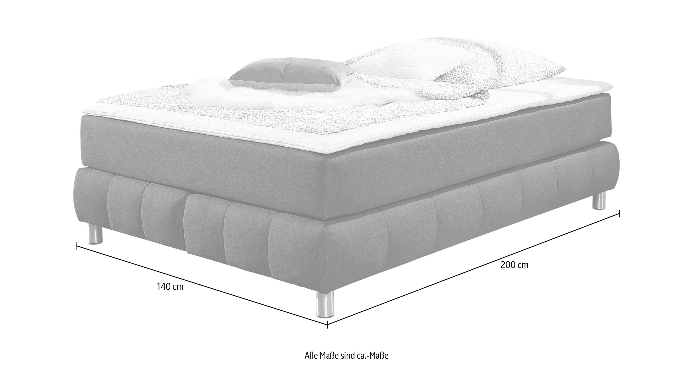 andas Boxspringbett »Salo«, Ohne Kopfteil, inkl. Topper, auch in Überlänge 220 cm