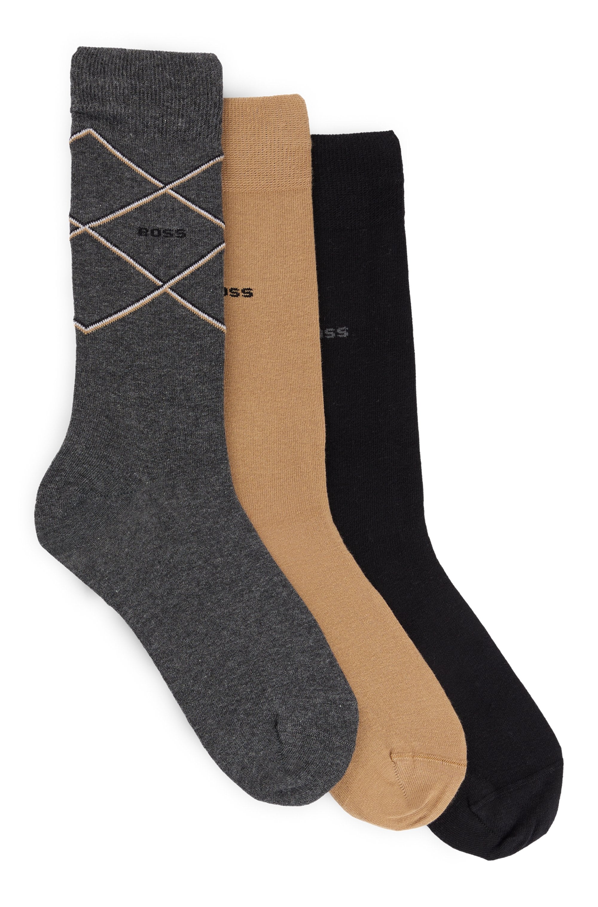 BOSS Businesssocken "3P RS GiftAllover", (Packung, 3 Paar), mit BOSS Stickerei