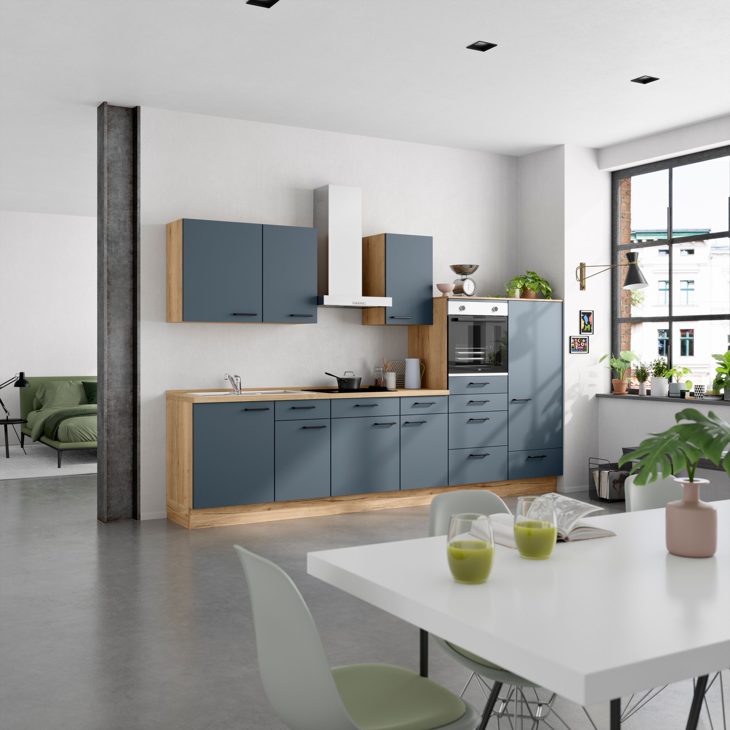 nobilia® Küchenzeile »"Easytouch I"« vormontiert,  Ausrichtung wählbar, Breite 330 cm, wahlw. mit E-Geräten