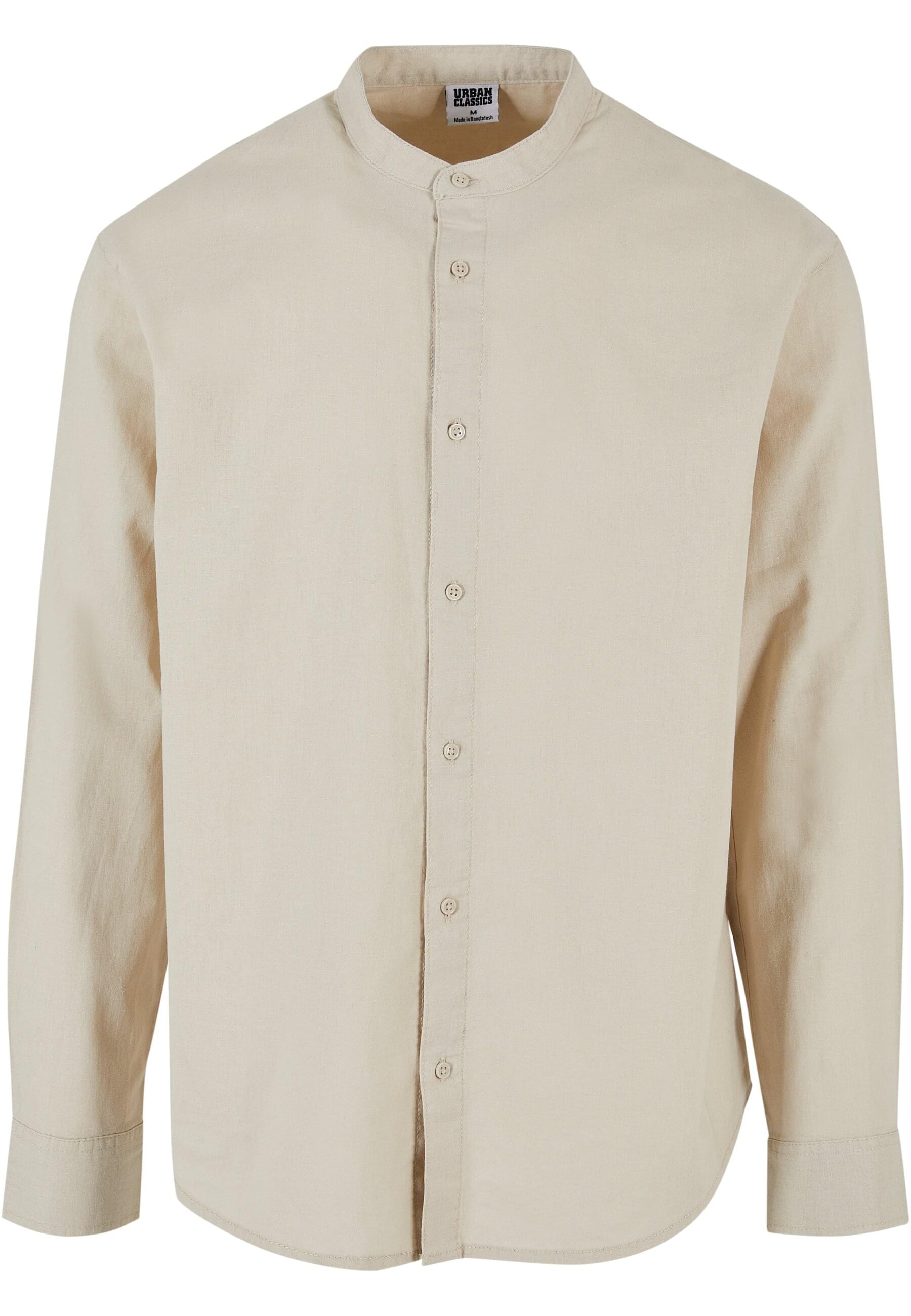 Langarmhemd »Urban Classics Herren Cotton Linen Stand Up Collar Shirt«, (1 tlg.)
