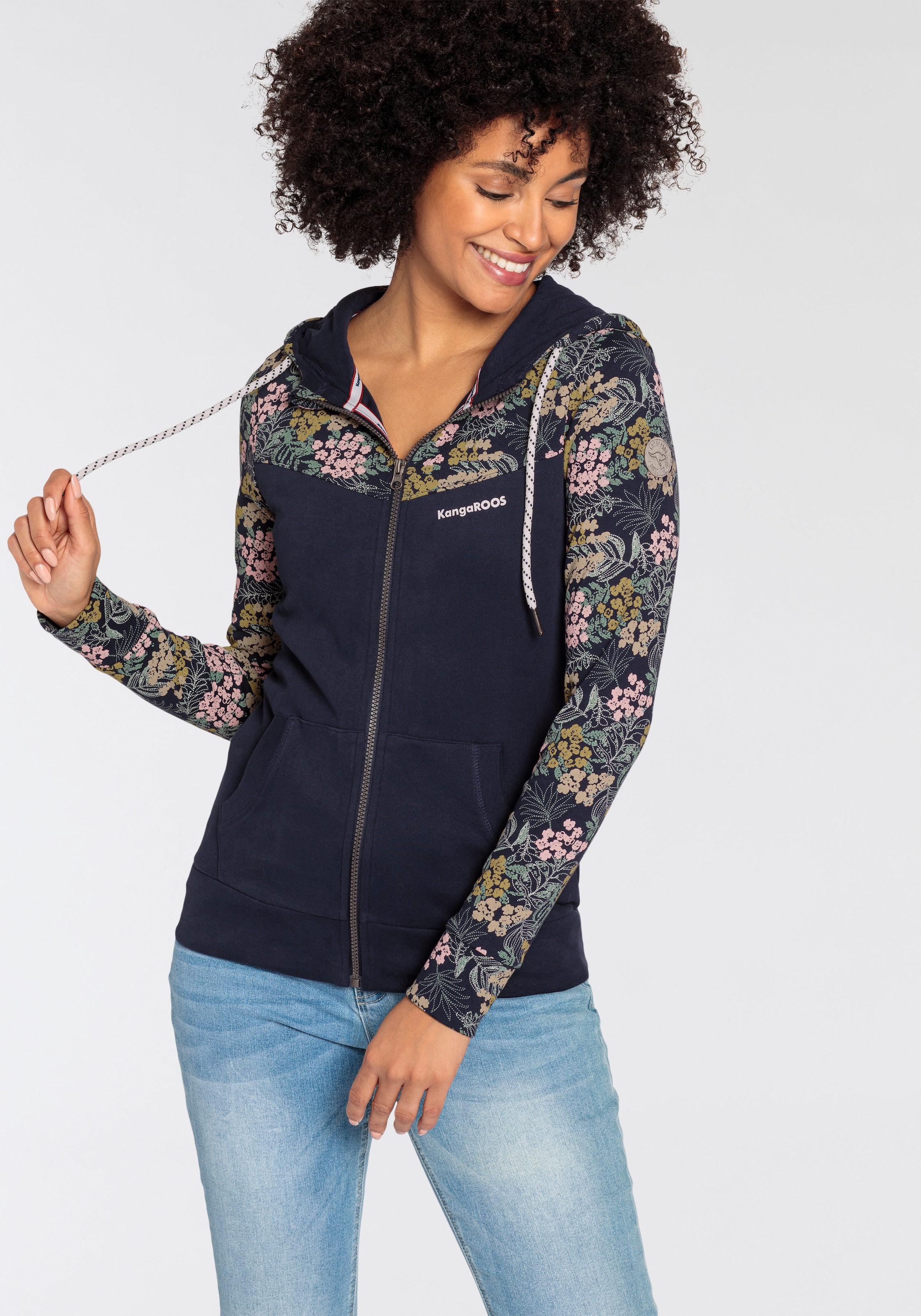 KangaROOS Kapuzensweatjacke, mit Blumenprint