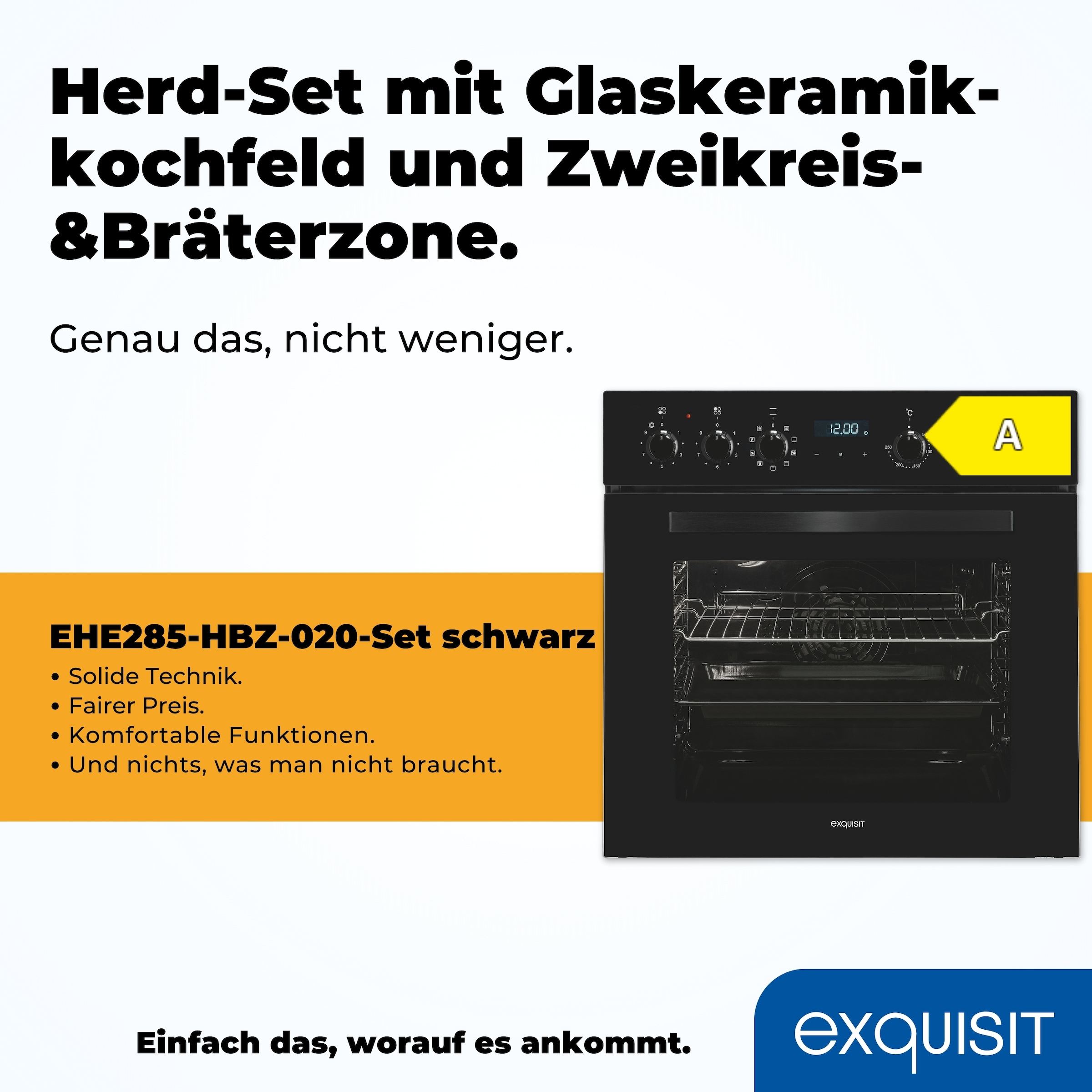 exquisit Elektro-Herd-Set »EHE285-HBZ-020schwarz«