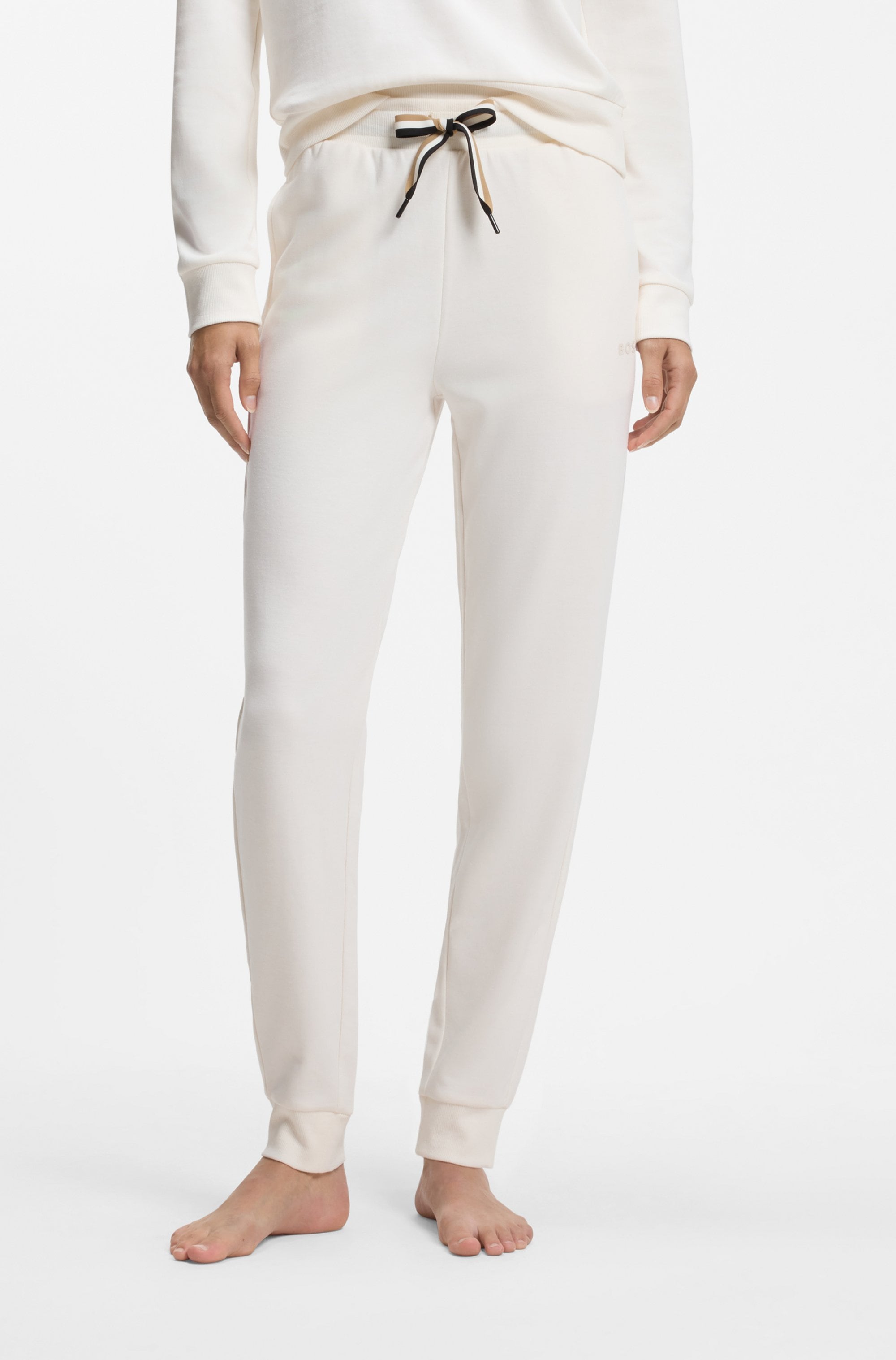 BOSS Relaxhose "CP Stripe Pants Cuff" mit kontrastfarbener Kordel
