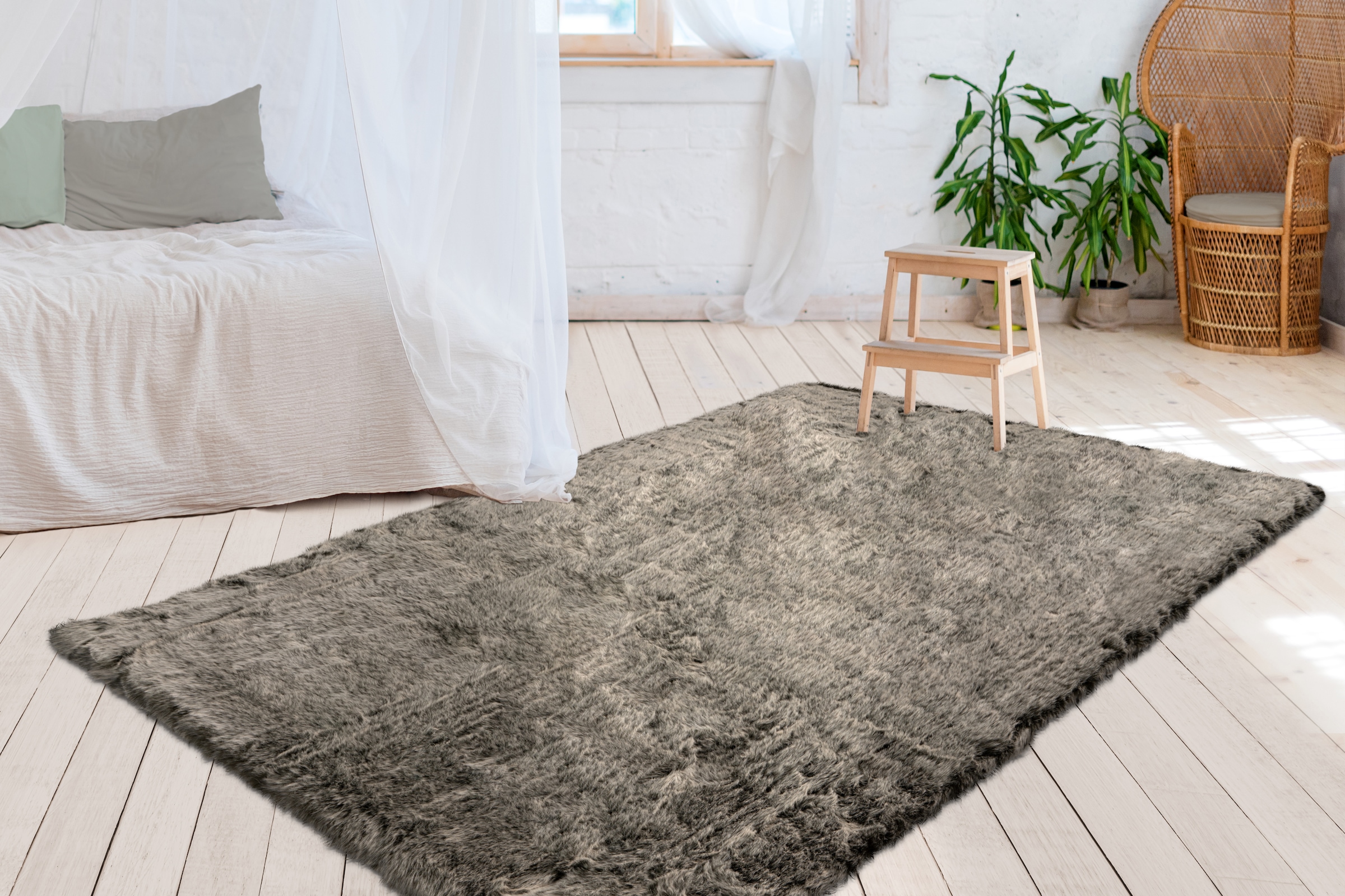 Tapis Imitation Fourrure à Poils Longs "Tender" Vert 120 x 170 cm