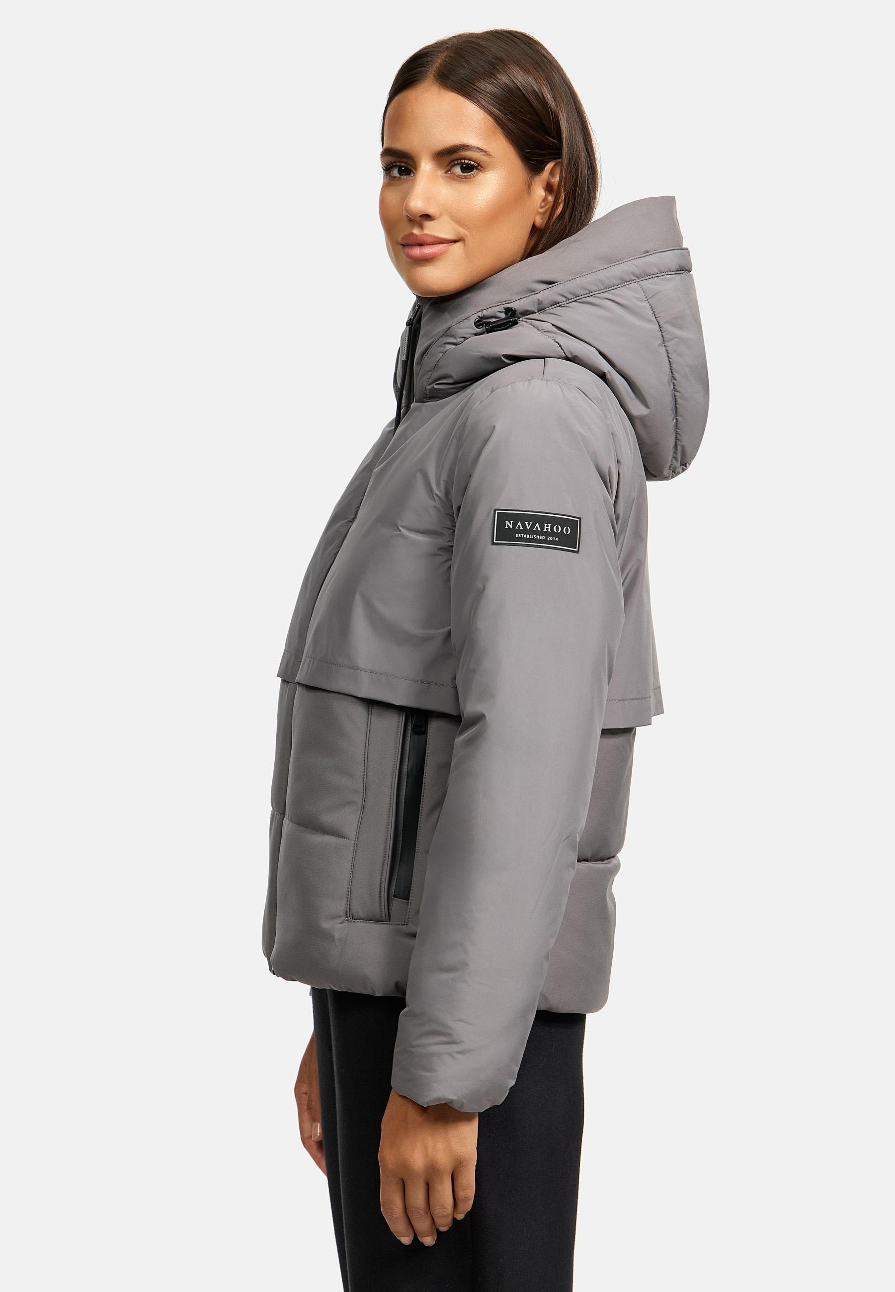 Navahoo Steppjacke »Liebesküken XIV«, mit Kapuze, modische Damen Winterjacke mit Fleece-Innenfutter