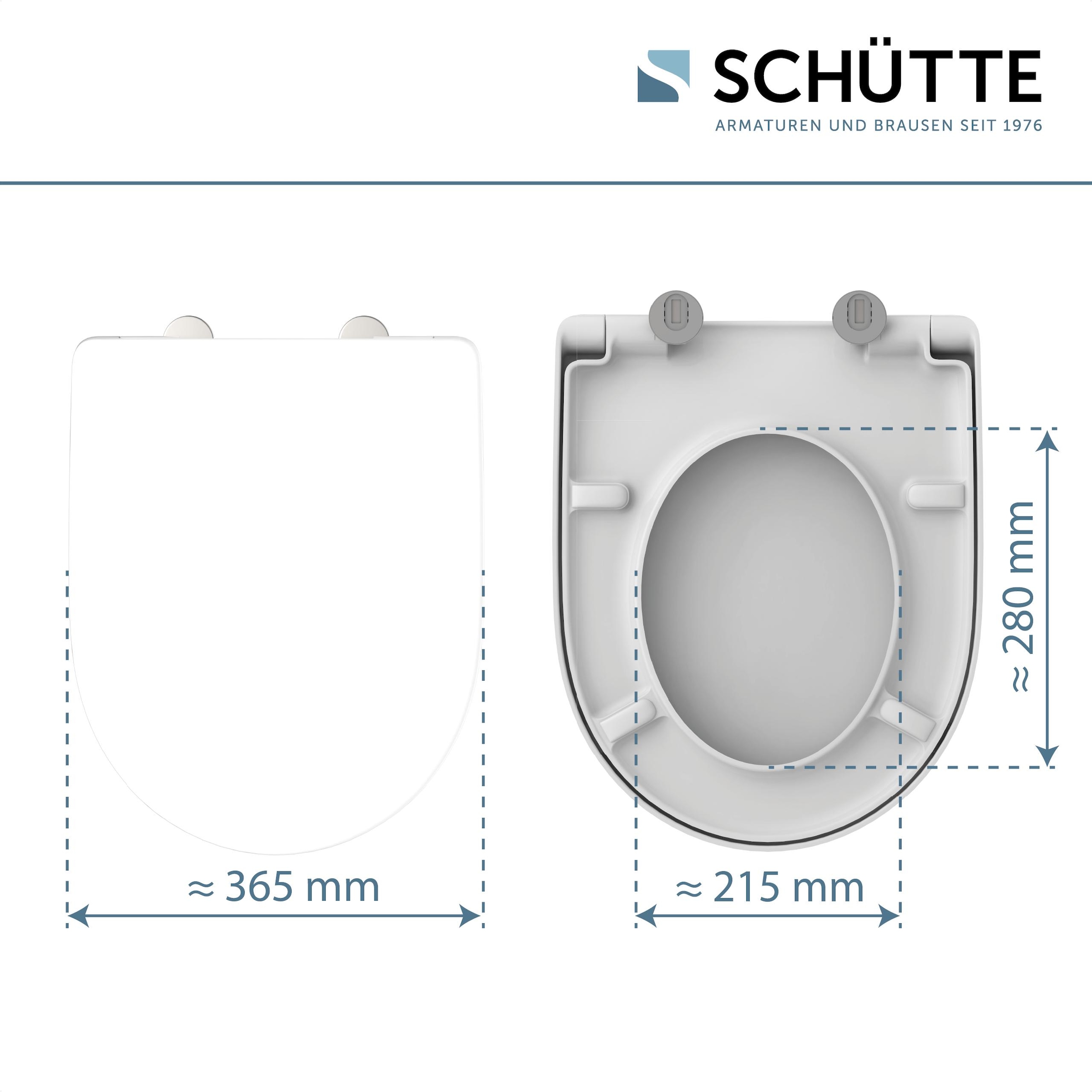 Schütte WC-Sitz »Duroplast, WHITE D-Form PRO 7«, (WC-Sitz, Befestigungsmaterial, Montageanleitung), mit Absenkautomatik und Schnellverschluss