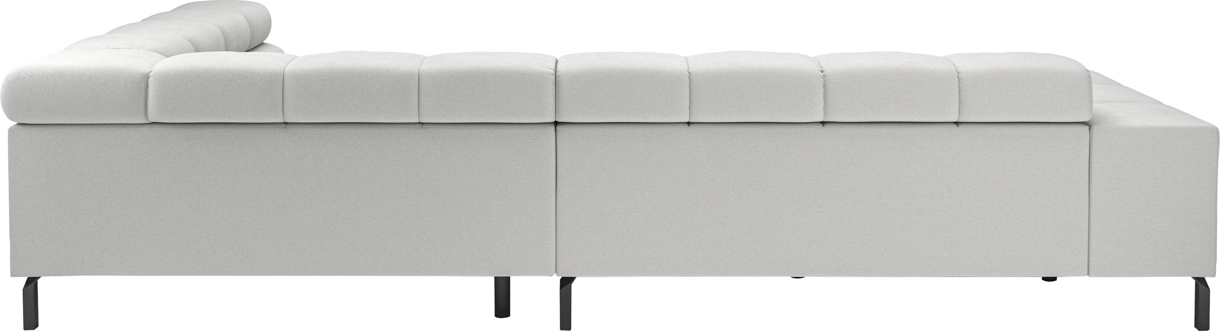 INOSIGN Ecksofa »Ancona New, wahlweise motorische Sitztiefenverstellung, auch in Cord«, feine Steppung, mit Kopfteilverstellung, 3 Zierkissen, L-Form
