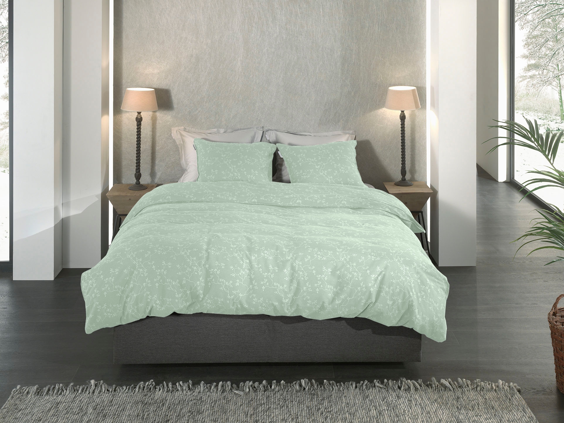 Heckett & Lane Bettwäsche "Alloro" 2 Stk. tlg. Blumen Muster, 100% Baumwoll günstig online kaufen