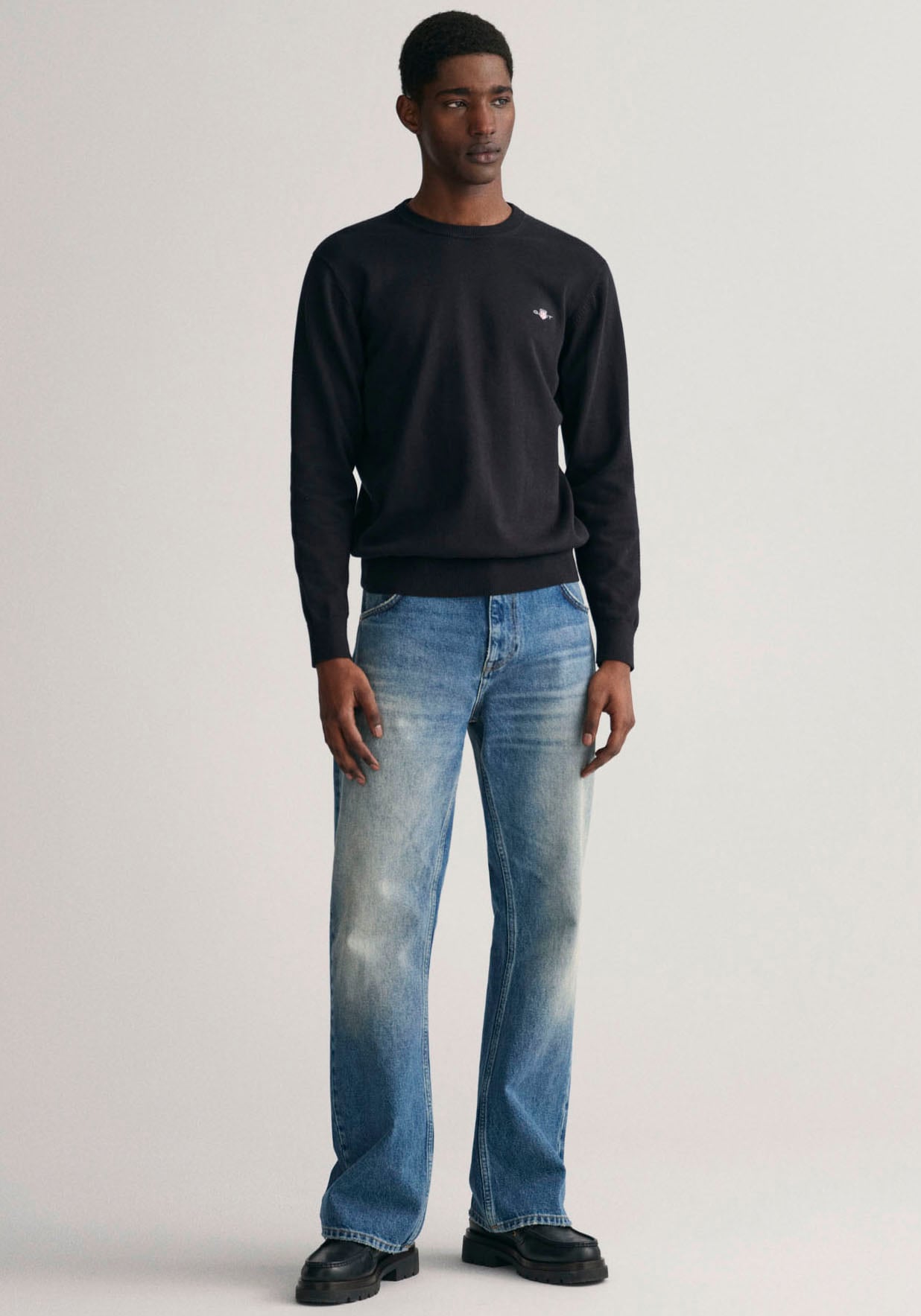 Gant Rundhalspullover »CLASSIC COTTON C-NECK«, Premium Strickpullver aus weicher 100% Baumwolle, Übergangspullover