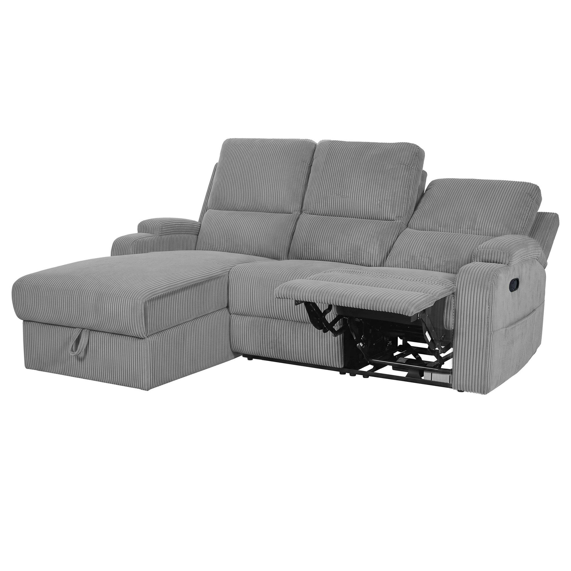 OTTO home Ecksofa »NAPORI Cord, Multimediasofa, L-Form« man. oder elektr. Relaxfuntion, USB-A bei elektr. Variante, Staukasten