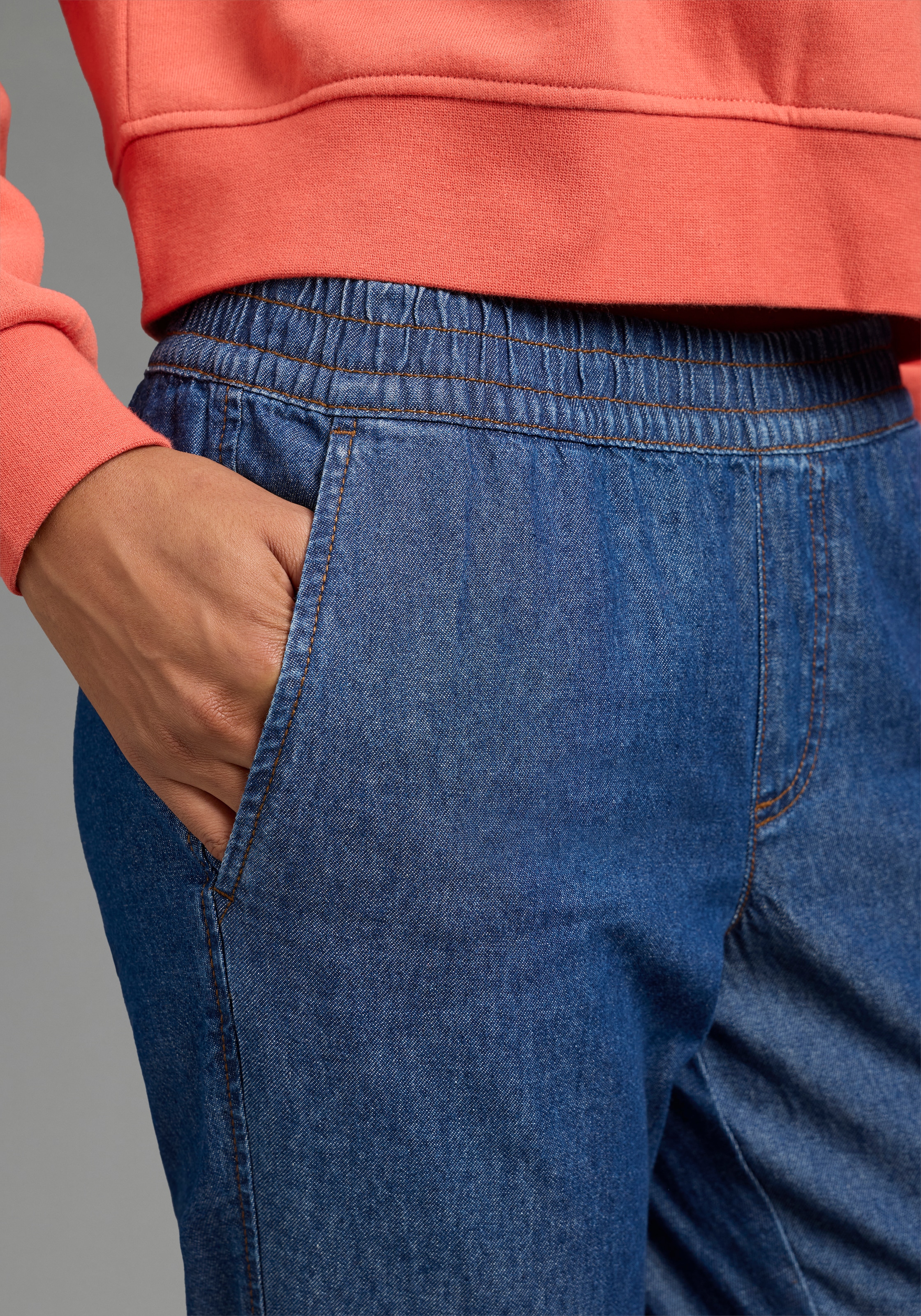 Arizona Relax-fit-Jeans »mit Schlupfbund« mit geradem Beinverlauf, normale Leibhöhe, aus Baumwolle