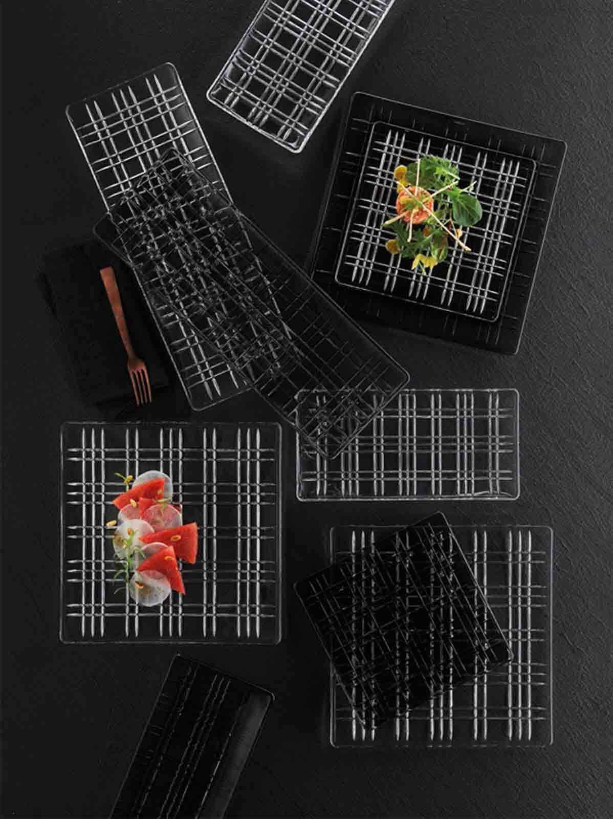 Servierplatte NACHTMANN "Platten Square 21 x 21 cm 2er Set grau", grau, Glas, Servierplatten, Servierplatte 2