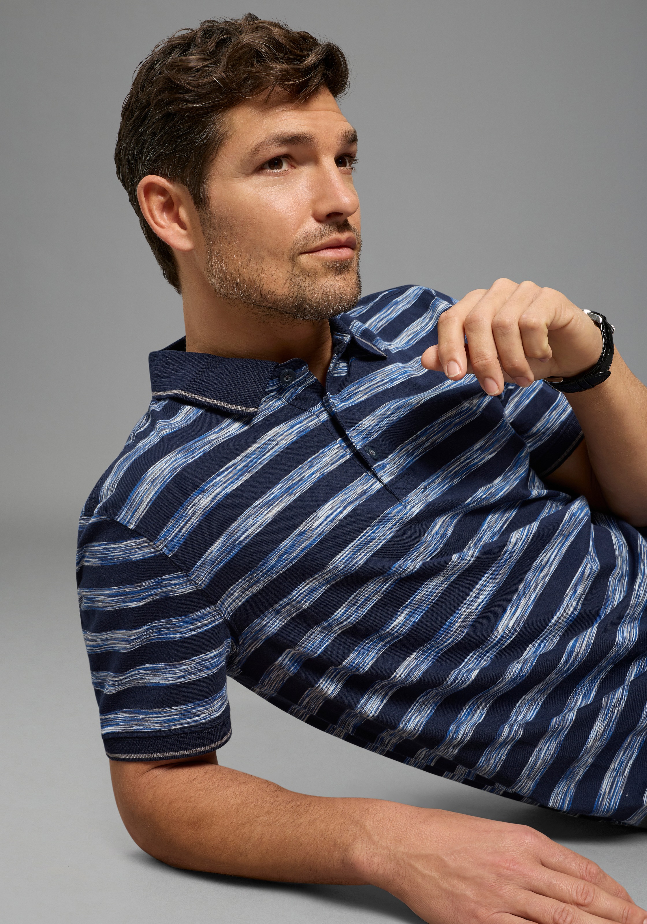 Mans World Poloshirt "Neue Kollektion" normale Passform, Kurzarm, geringeltes Design, aus Single Jersey