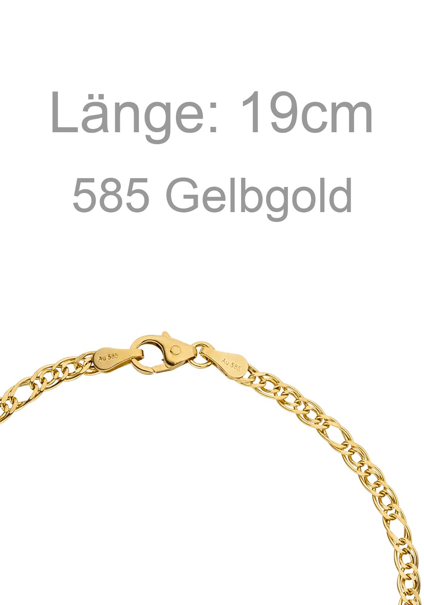 JOBO Goldarmband Zwillings-Panzerarmband 585 Gold 19 cm