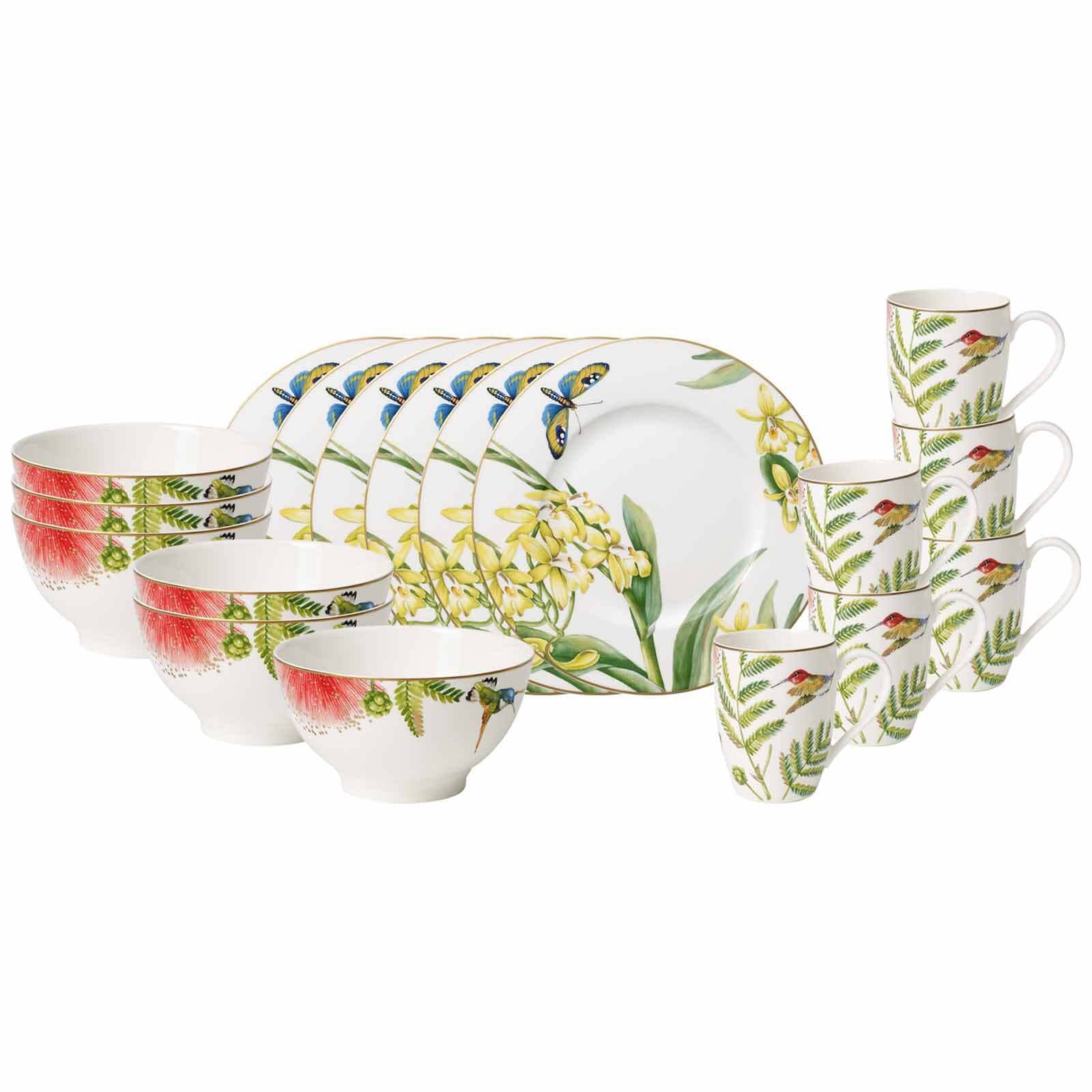 Villeroy & Boch Geschirr-Set "Frühstücks-Set Amazonia 18er Set bunt" Spülmaschinenfest