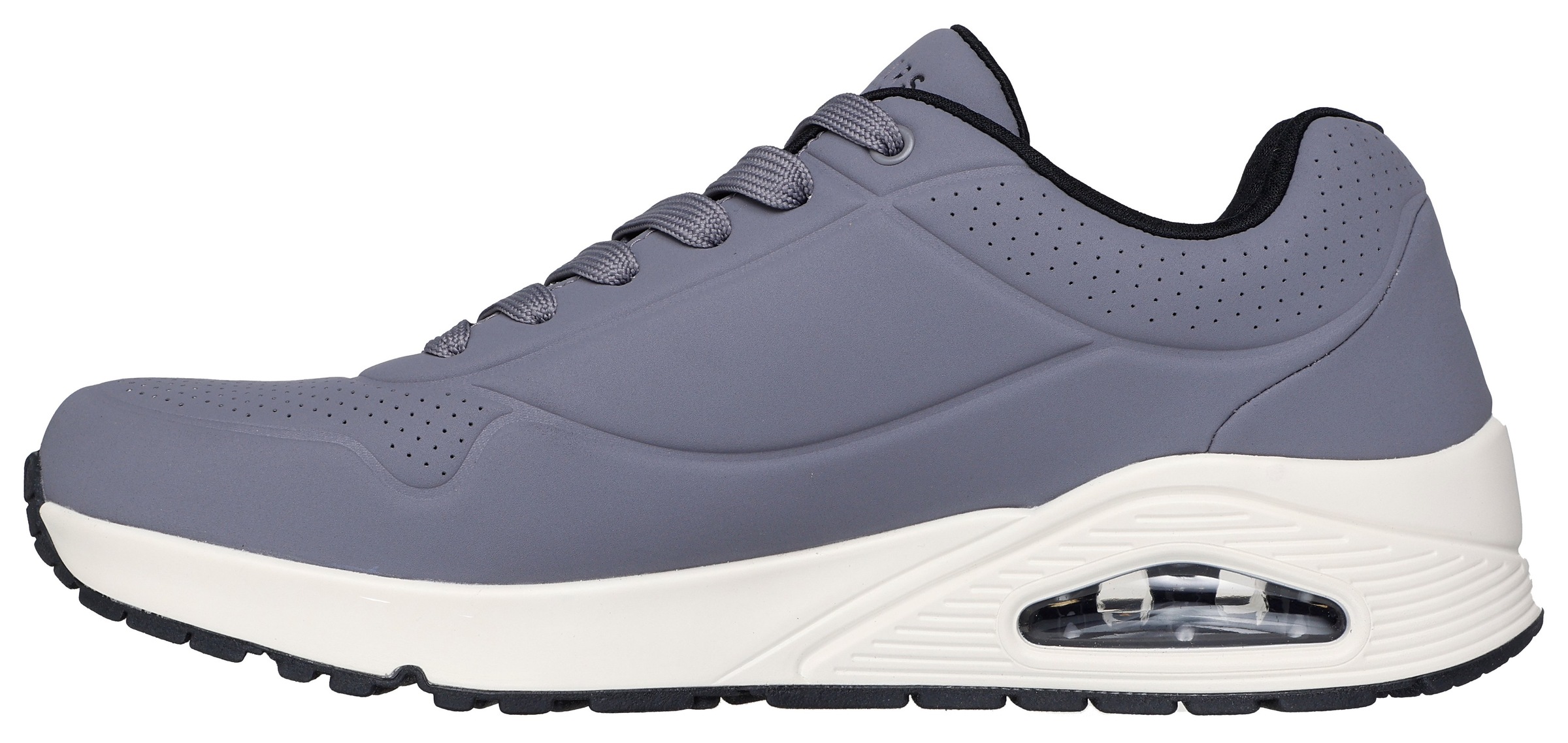 Sneaker SKECHERS "Uno - Stand on Air", Herren, Gr. 45, grau (dunkelgrau), Lederimitat, Schuhe Sneaker, Freizeitschuh, Halbschuh, Schnürschuh mit Air-Cooled Memory Foam, Topseller 6