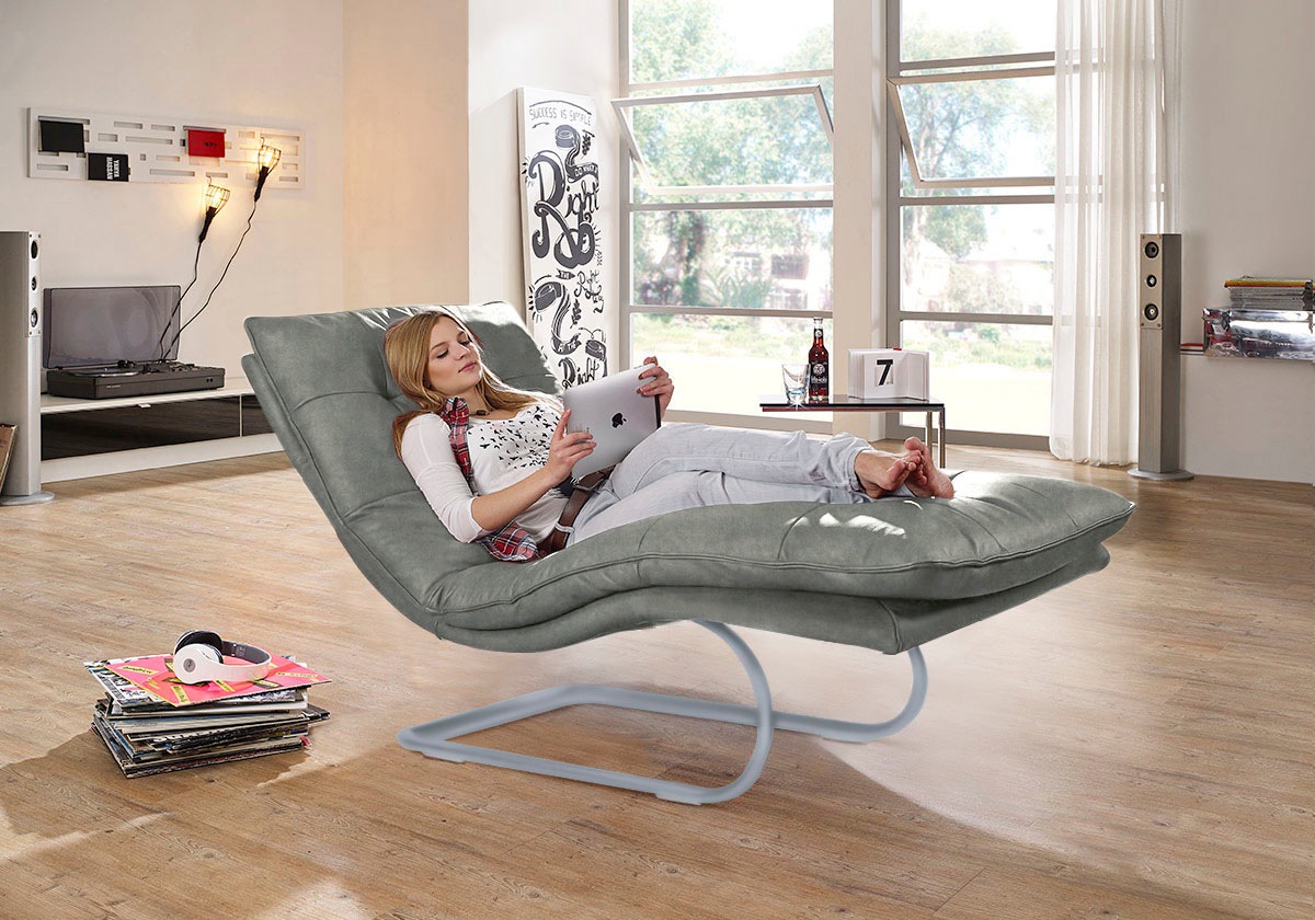 W.SCHILLIG Relaxliege »daily dreams«, in Waffelkissen-Optik, wahlweise mit Motor, silber matt, in 2 Breiten