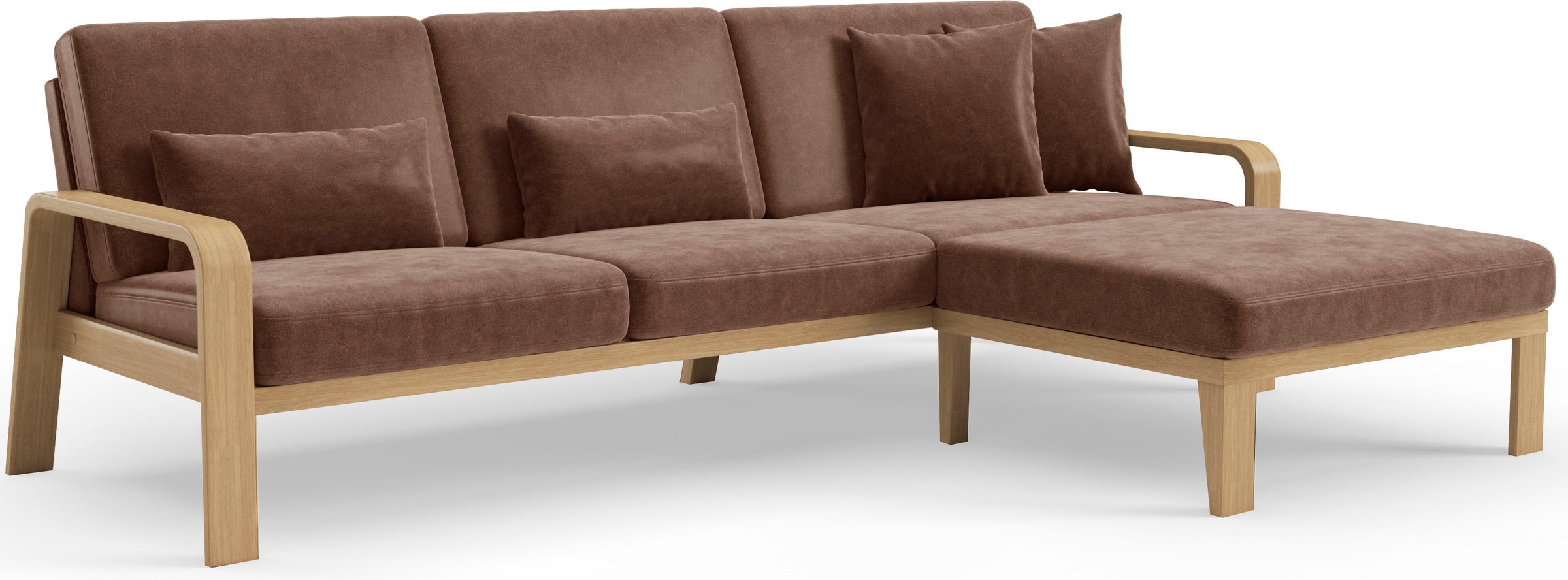 sit&more Ecksofa »Kolding L-Form«, Armlehnen aus Buchenholz in natur, verschiedene Bezüge und Farben