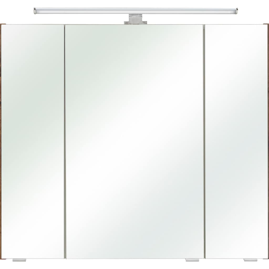 Saphir Spiegelschrank »Quickset Badschrank, 3 Spiegeltüren, 6 Einlegeböden, 80 cm breit«, inkl. LED-Beleuchtung, Türdämpfer, Schalter-/Steckdosenkombination