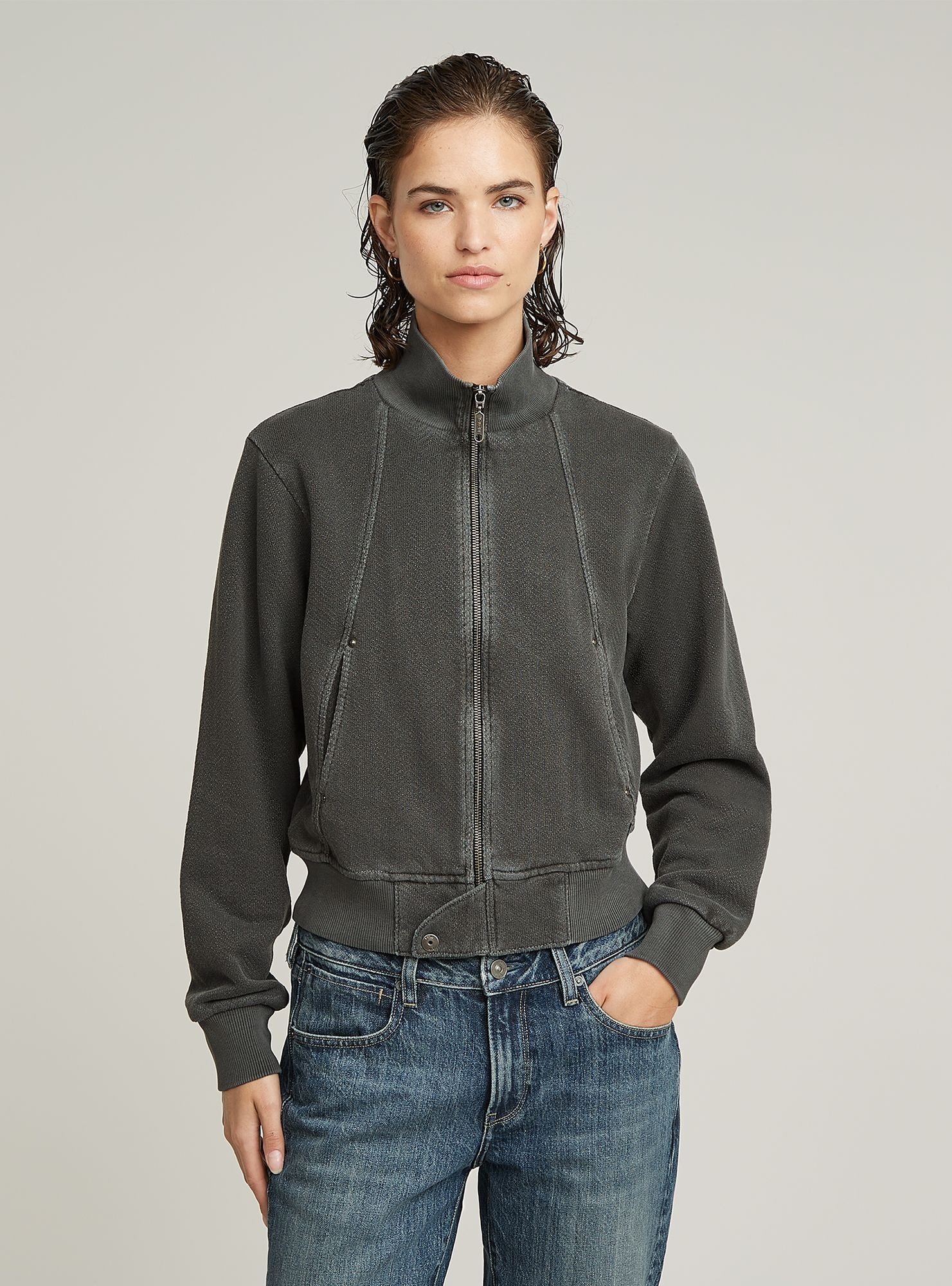 G-STAR Longpullover "Overdyed Slim Track Sweater Jacke" günstig online kaufen