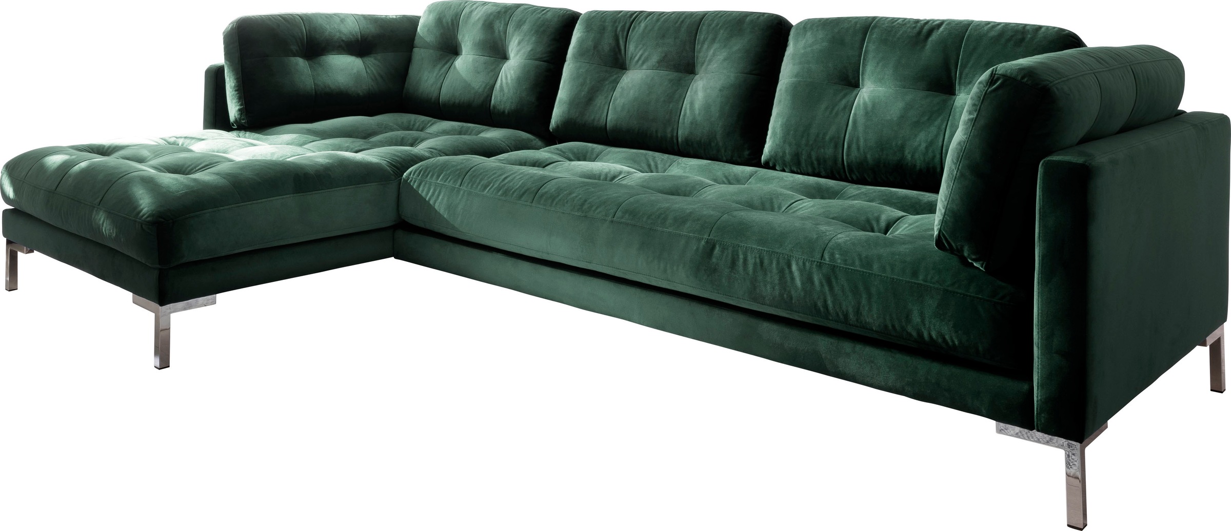 Trends by HG Ecksofa "Landau L-Form" in Cord-Stoff mit Metallfuß günstig online kaufen