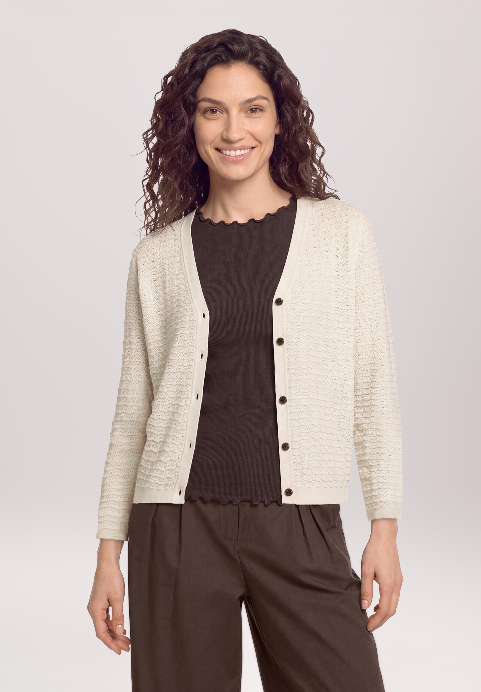 Cartoon Strickjacke »Damen mit V-Ausschnitt« 1
