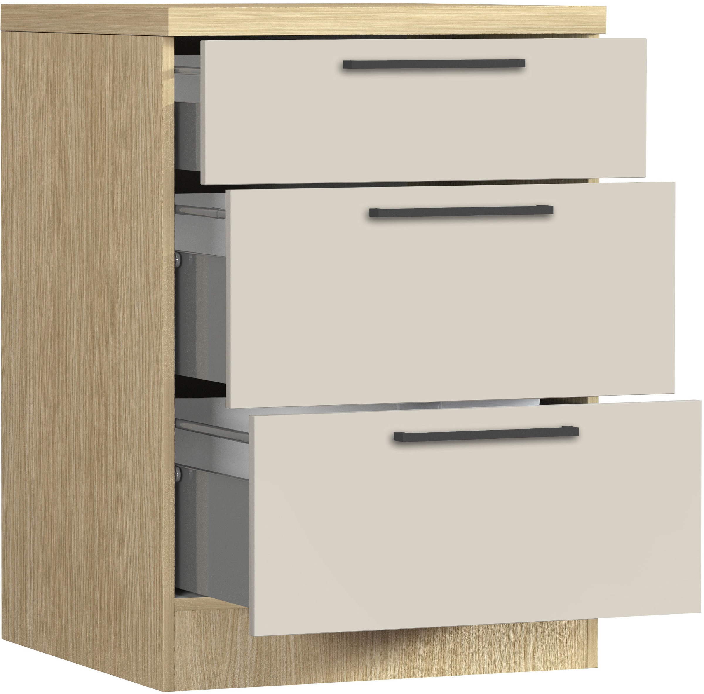 KOCHSTATION Unterschrank »Luna, Küchenunterschrank, Unterschrank mit Schubladen, Made in Italy« B/T/H: 60 × 60 × 85 cm, mit 3 Schubkästen, 3,5 cm starke Oberplatte