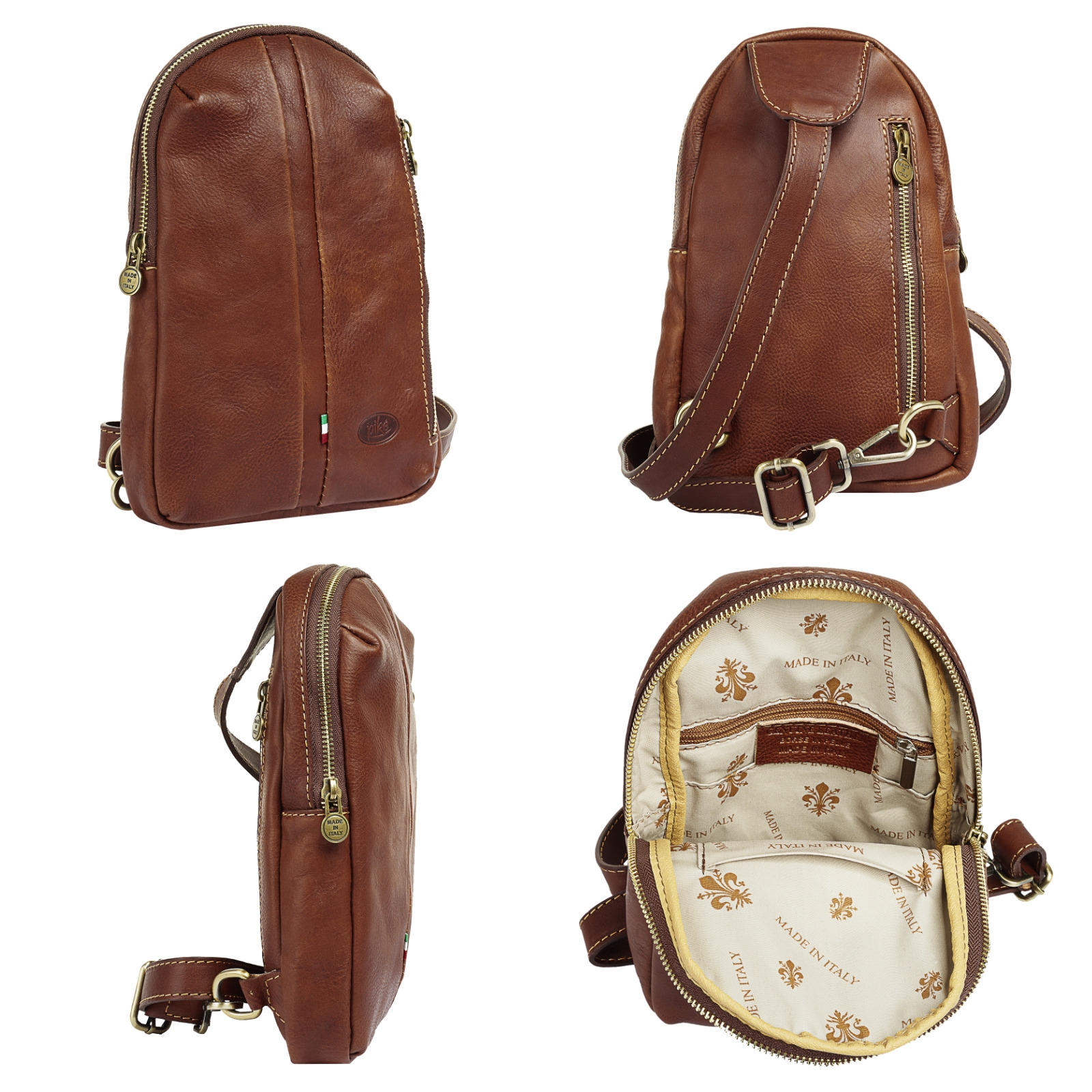 Piké Umhängetasche, echt Leder, Made in Italy