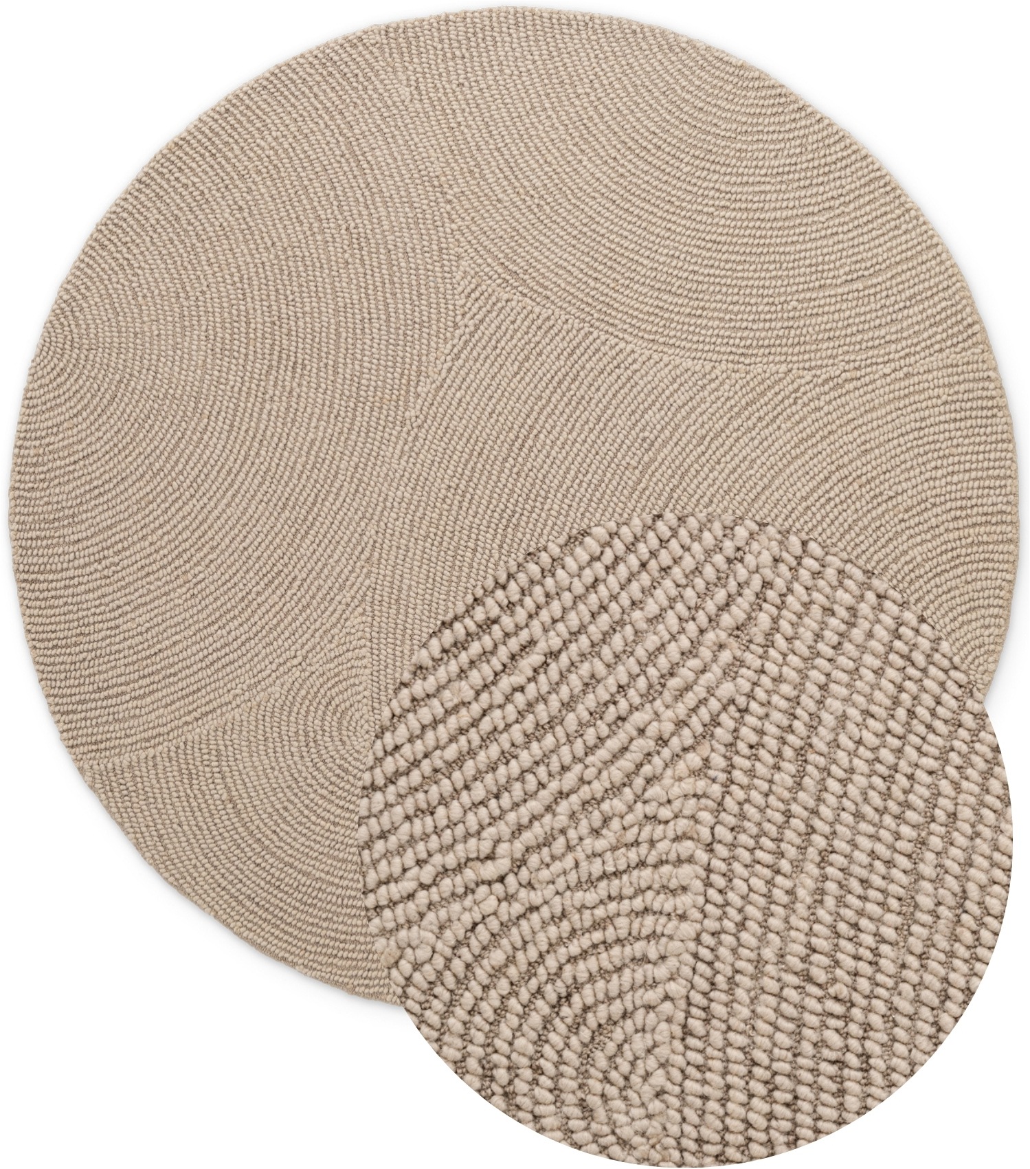 THE RUGS Eleni Wool Rug Hand Tufted Wool Geometric Area Rug Scandinavian Style in Beige | Size: 120cm diameter