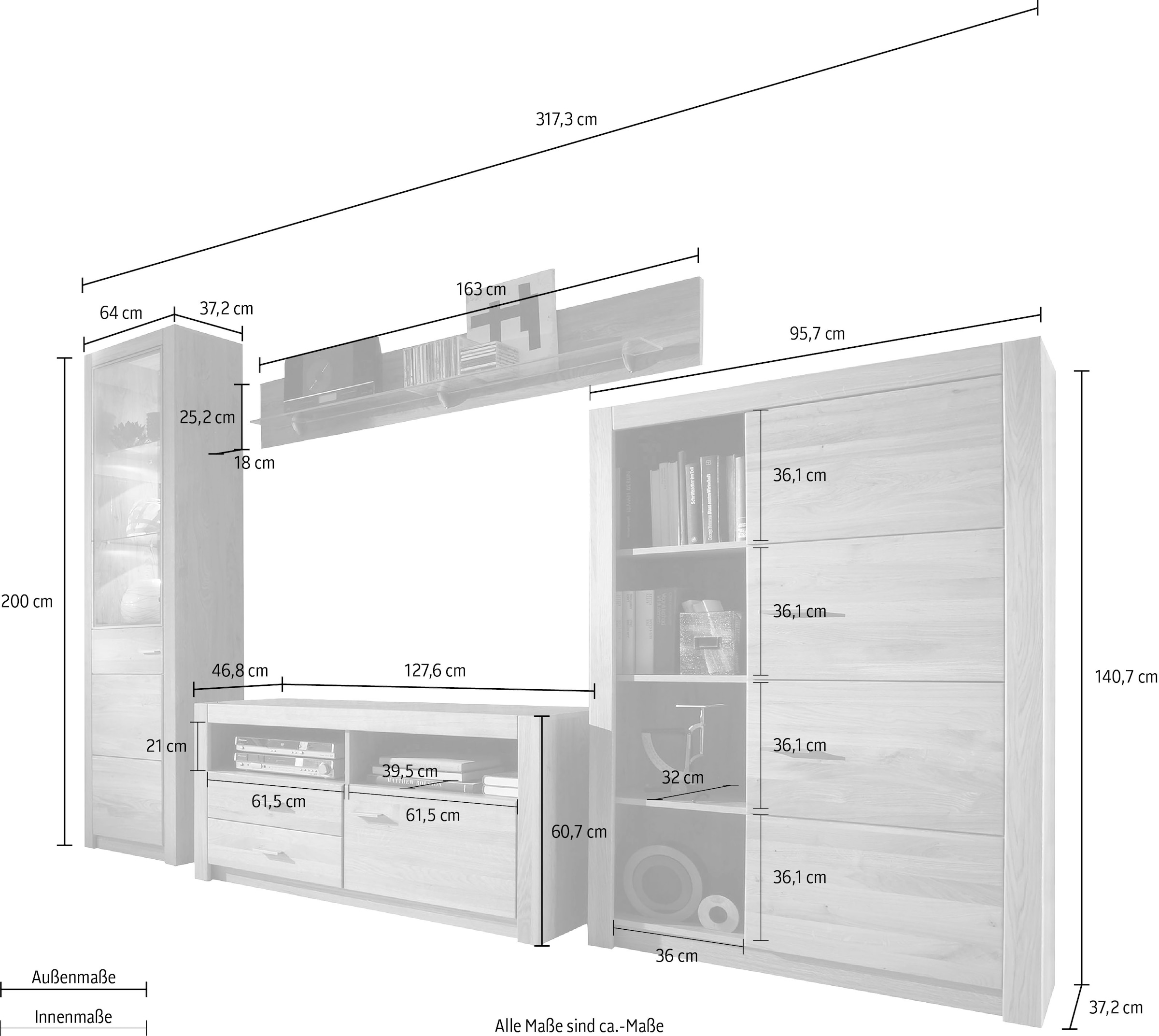 INOSIGN Wohnwand »Hartford«, (Set, 4 St.), hochwertige Verarbeitung