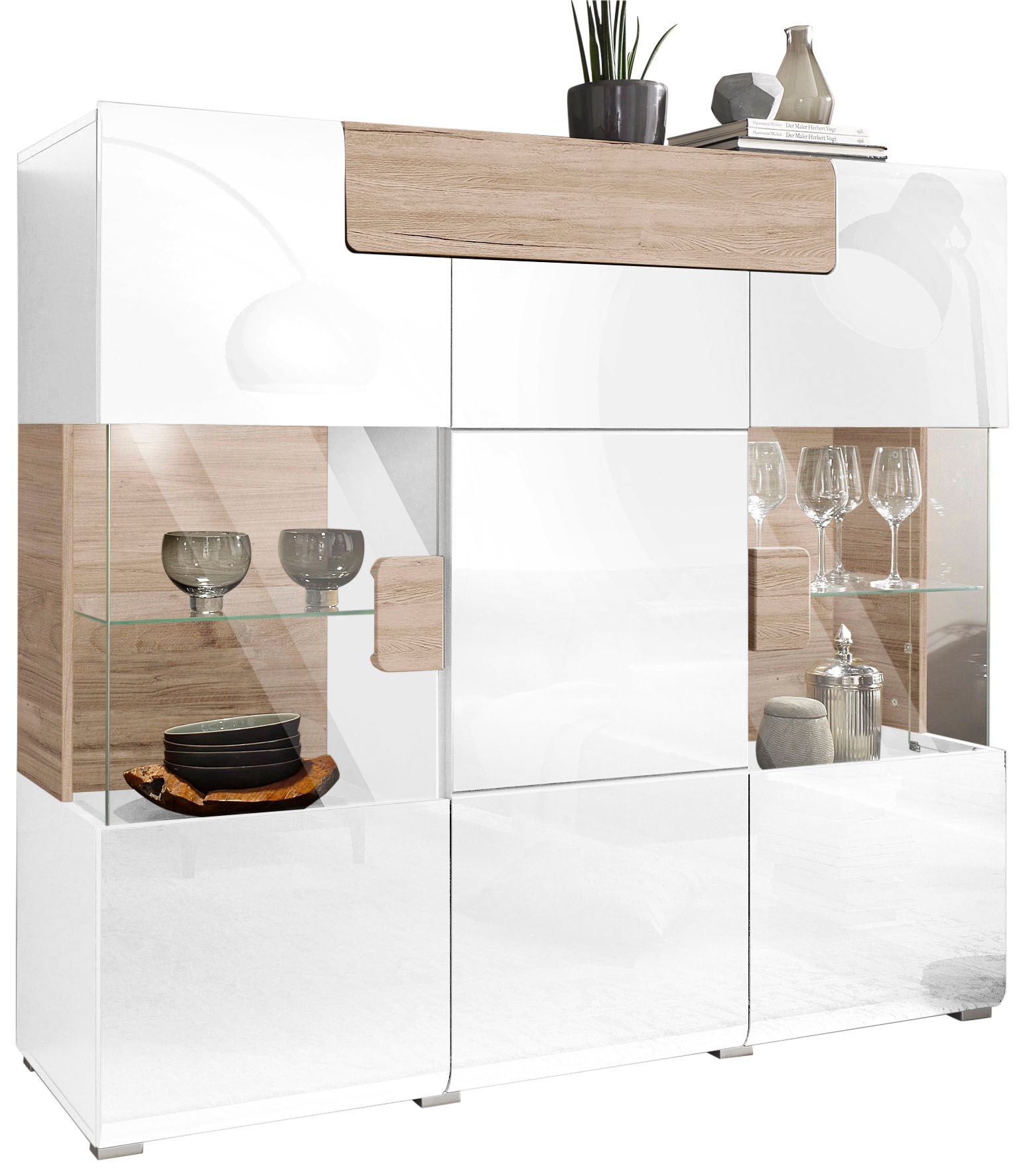 INOSIGN Highboard "Toledo,Breite 147,5cm,trendige Hochkommode mit 3Türen un günstig online kaufen