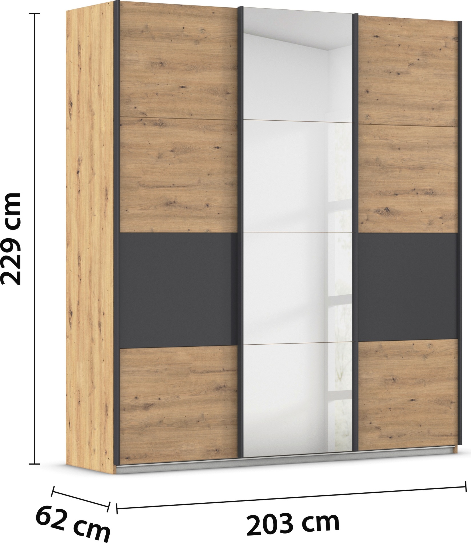 rauch Schwebetürenschrank »Schwebetürenschrank Kleiderschrank Schrank Garderobe CORTONA«, inkl. Inneneinteilung, 2 Stoffboxen und zusätzlichen Einlegeböden