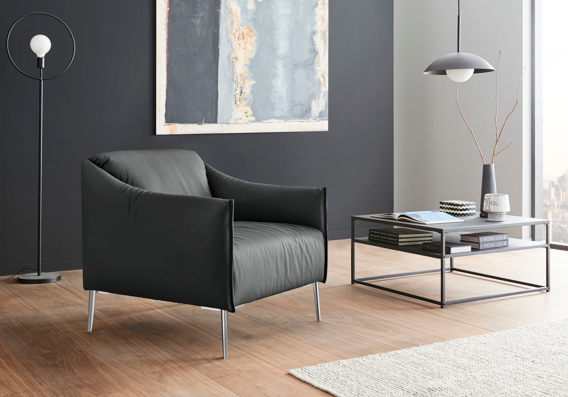 W.SCHILLIG Cocktailsessel "sally Designsessel, Loungesessel, bequem, tolle Verarbeitungsdetails" mit Metallfüßen in Chrom glänzend