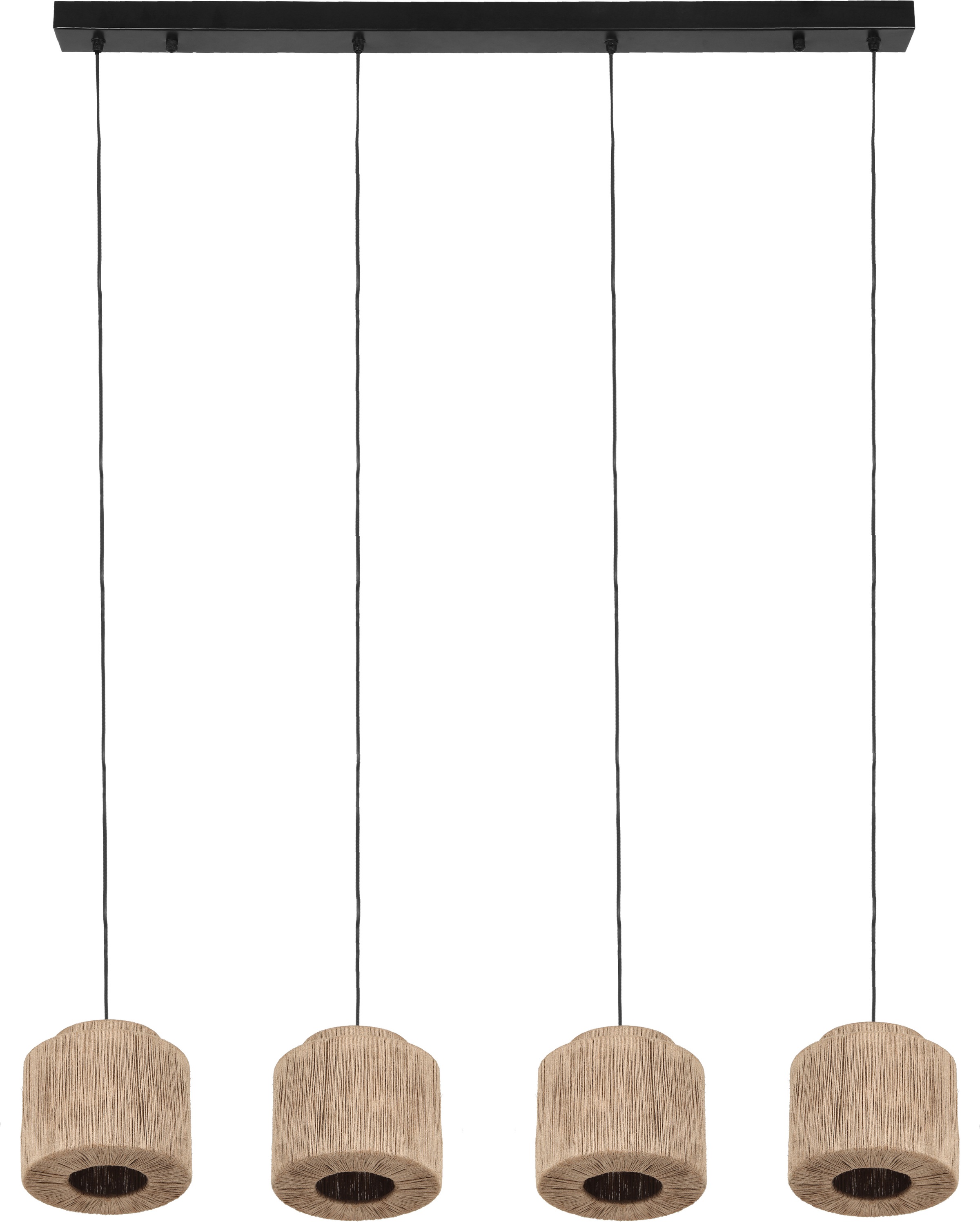TRIO Leuchten Pendelleuchte »SMILLA, 4-flammige Hängelampe mit Jute Lampenschirmen Breite 121cm« E27 1 Stk. warmweiß - kaltweiß Höhe max 150 cm, exkl 4x E27 max 10W, Hängeleuchte Esstisch Küche