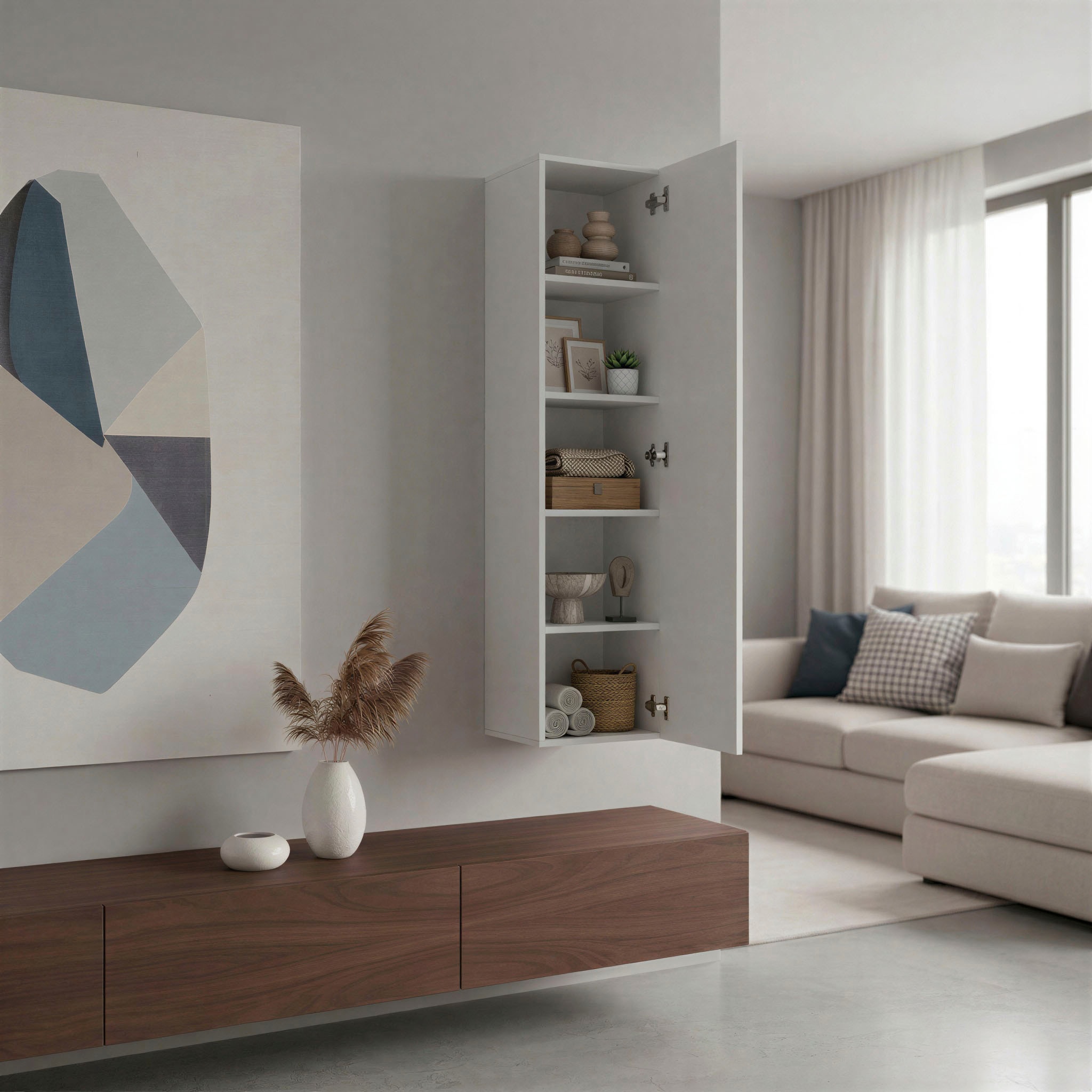 borchardt Möbel Hängeschrank »Toledo, Höhe 140cm, Tür links oder rechts montierbar« Breite 32cm, Push-to-open, Verstellbare Einlegeböden