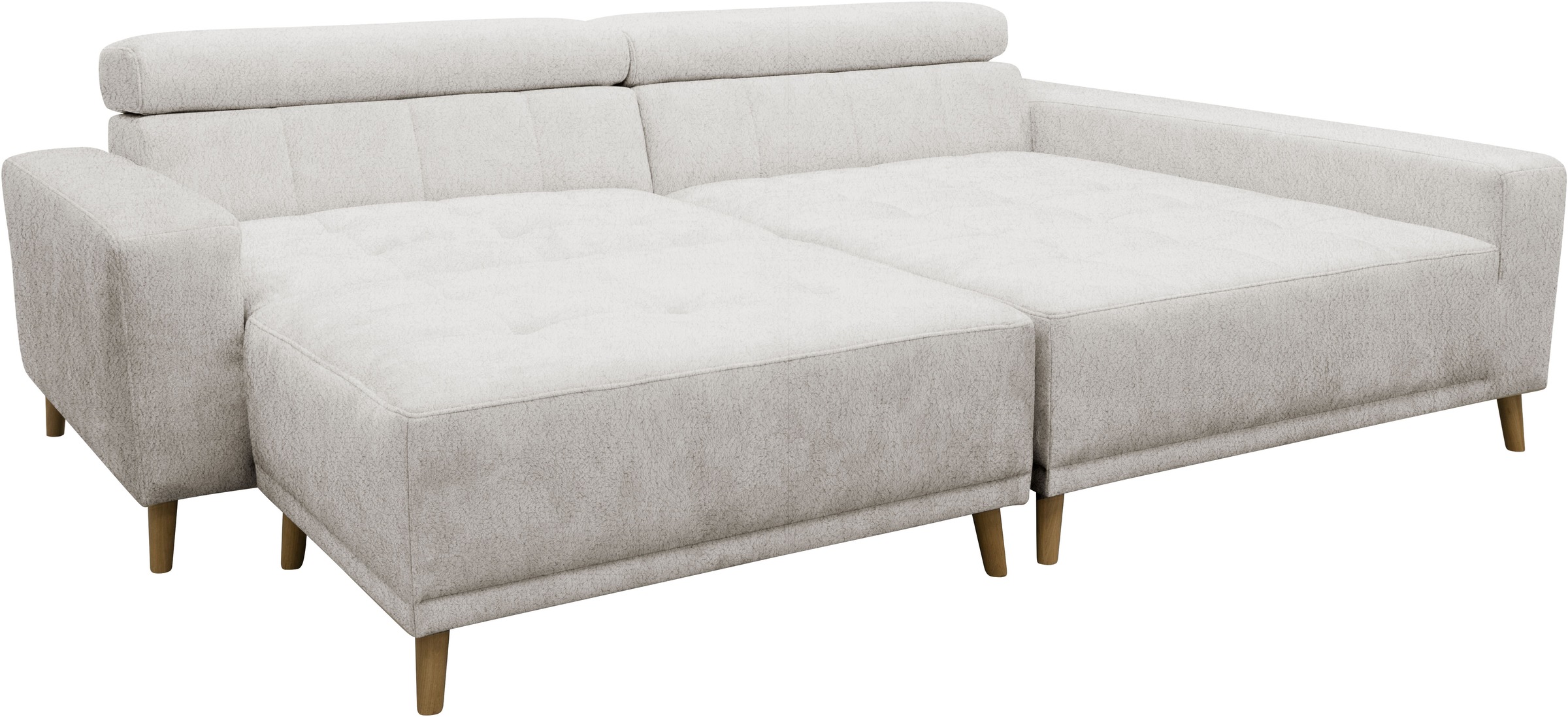 OTTO home Ecksofa »Greevy 248 x 172 cm mit Steppungen, für gängige Saugroboter geeignet« Kopfteile verstellbar, aus pflegeleichtem, weichem Luxus-Microfaser