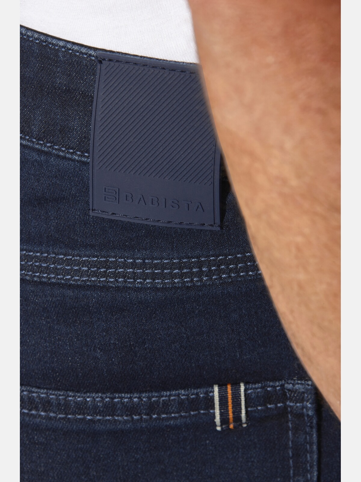 5-Pocket-Jeans BABISTA "Jeans CORVIAN", Herren, Gr. 25, N-Gr, blau (dunkelblau), Obermaterial: 67% Baumwolle CO. 29% Polyester COOLMAX PES(Coolmax). 3% Viskose Birla CV Birla. 1% Elasthan EL., Jeans 5-Pocket-Jeans 3