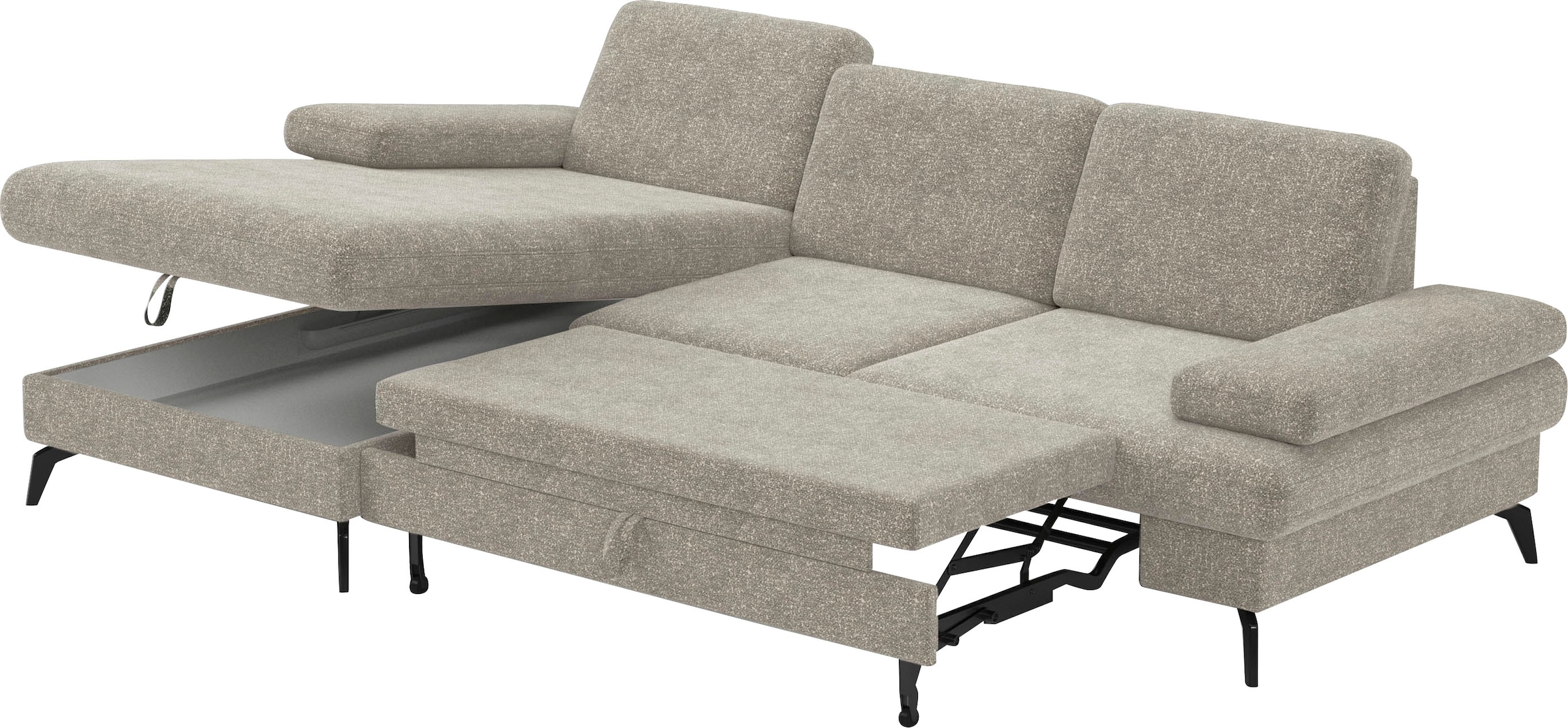 sit&more Ecksofa »Morris L-Form, inkl. Sitztiefenverstellung«, wahlweise mit Armteilverstellung, Bettfunktion & Bettkasten