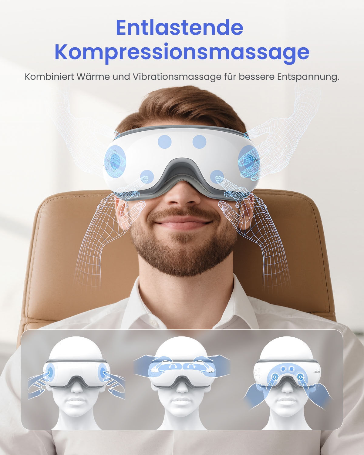 Renpho Gesichtsmassagegerät »Eyeris Smart« Luftdruck, Wärme, Vibration, 5 Modi, DIY, App, Lautsprecher, Akku