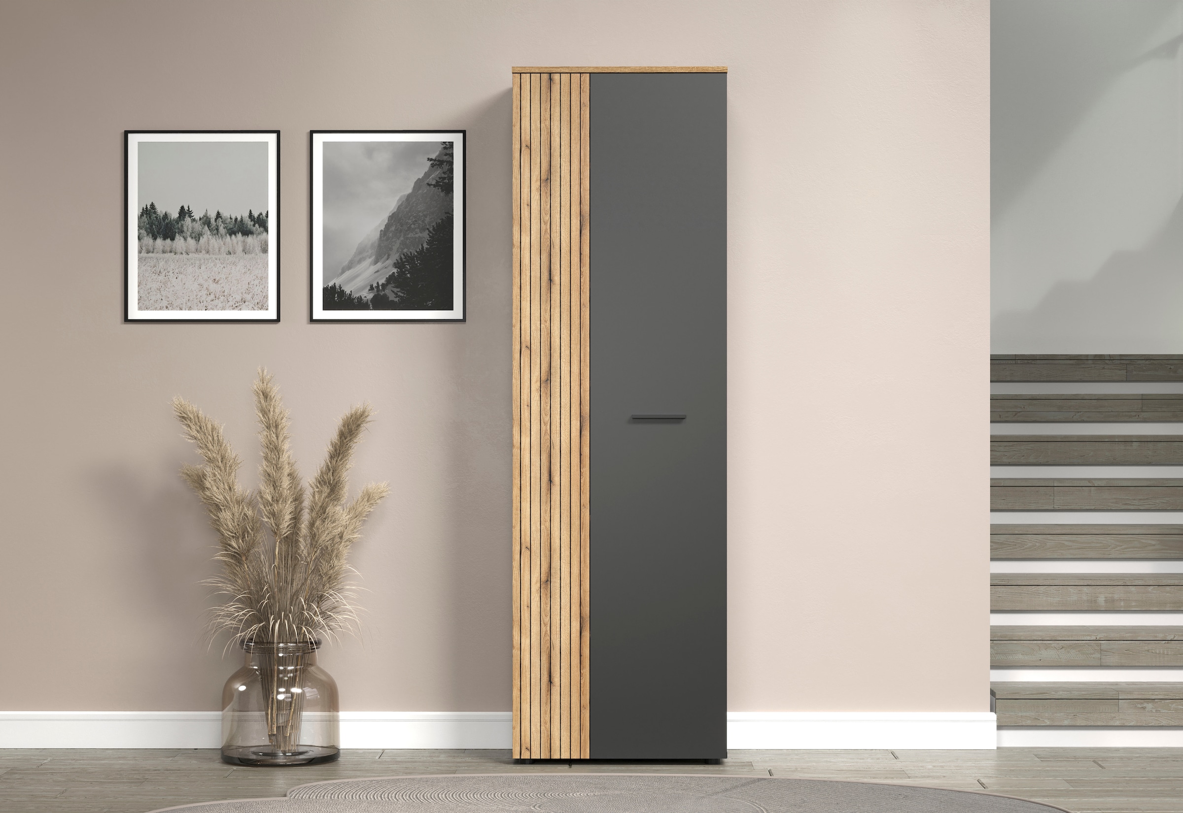 Home affaire Garderobenschrank »Estepona« 1 Stk. tlg. Flurschrank mit 2 Türen & 1 Kleiderstange – (B/T/H) 60/36/195 cm