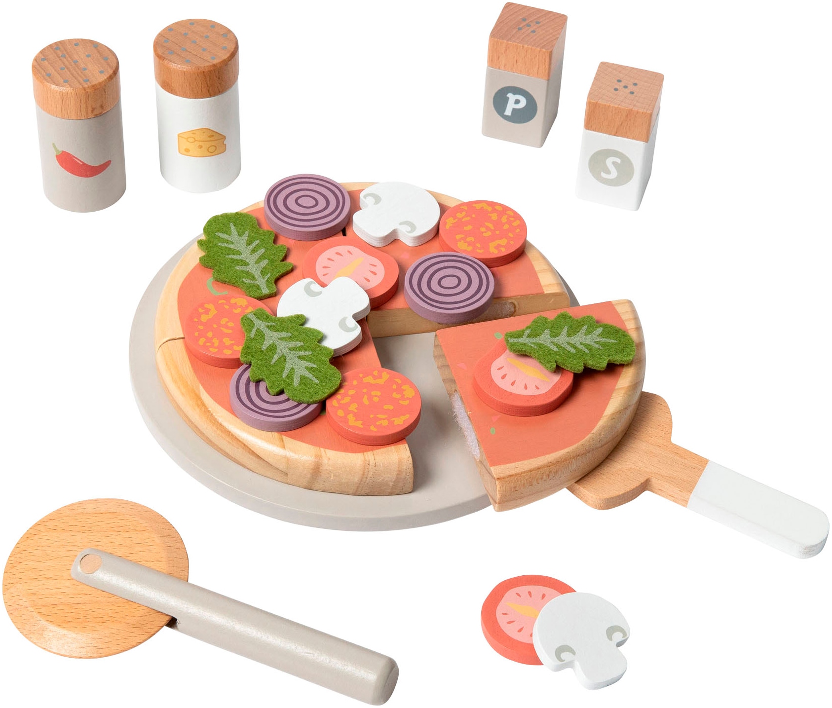 MUSTERKIND® Spiellebensmittel »Pizza-Set Fungus«, FSC®-Holz aus gewissenhaft bewirtschafteten Wäldern