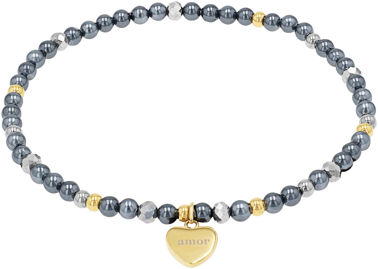 Amor Armband »Herz, 2039084«, mit Hämatit - mit Muschelkernperle