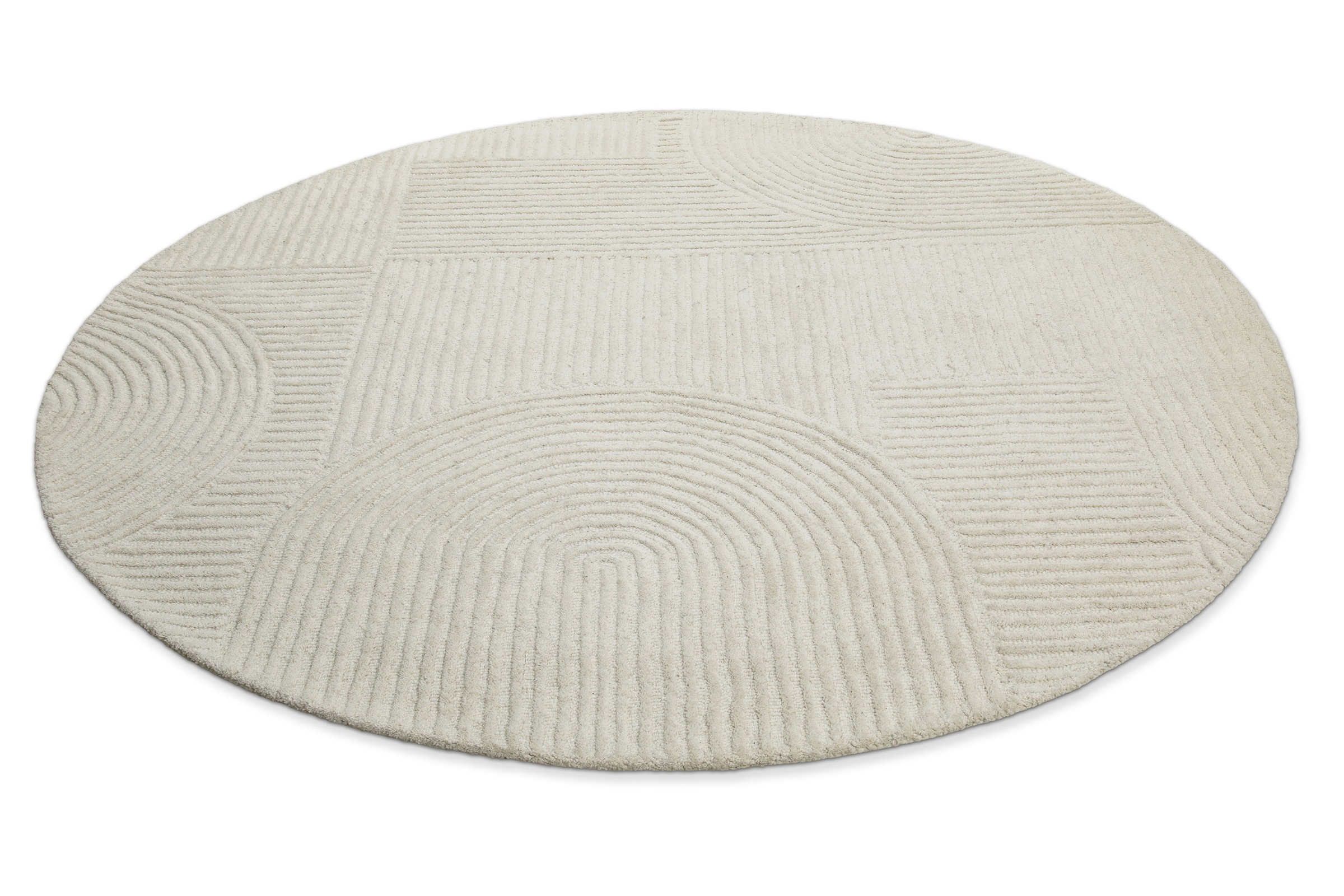 Wecon home Wollteppich »Hamptons THIRTYSIX«, rund, 15 mm Höhe, Schurwolle, Kurzflor, Wohnzimmer, Schlafzimmer, elegant, Retro Design