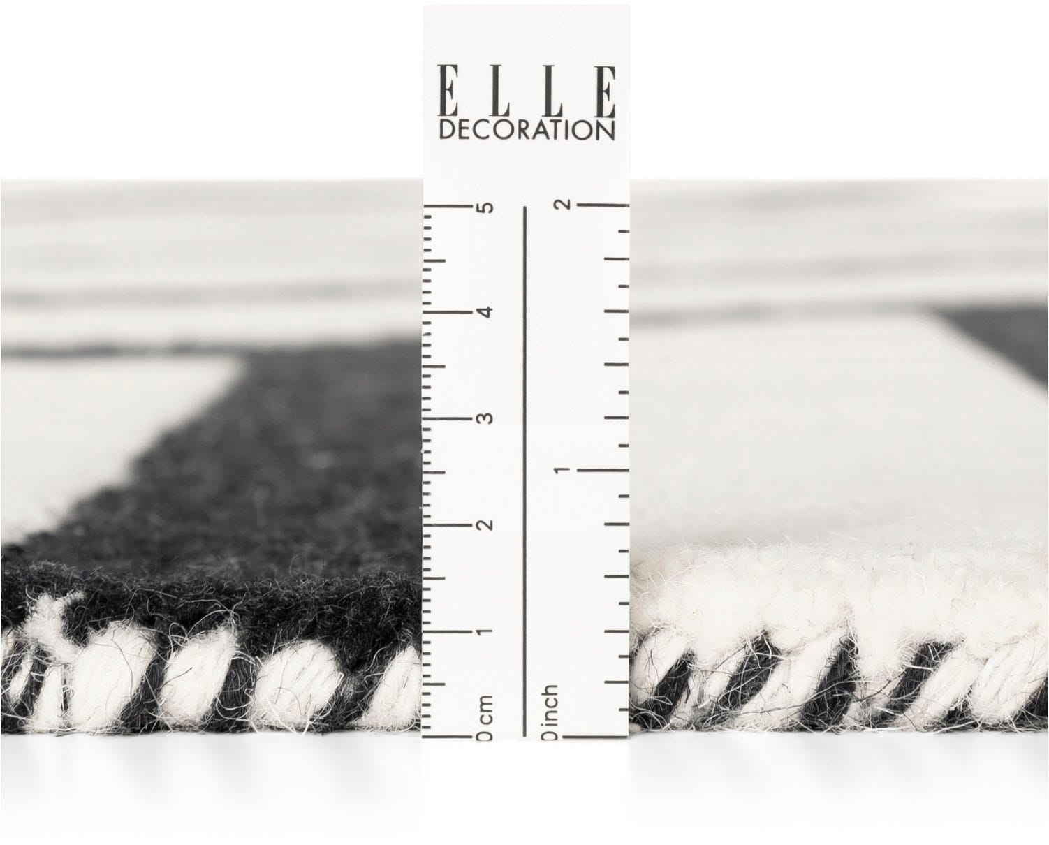 ELLE DECORATION Wollteppich »Noir« rechteckig 12 mm Höhe Wolle, Natur, Wohnzimmer, Schlafzimmer, Modern, Geometrisch, Streifen