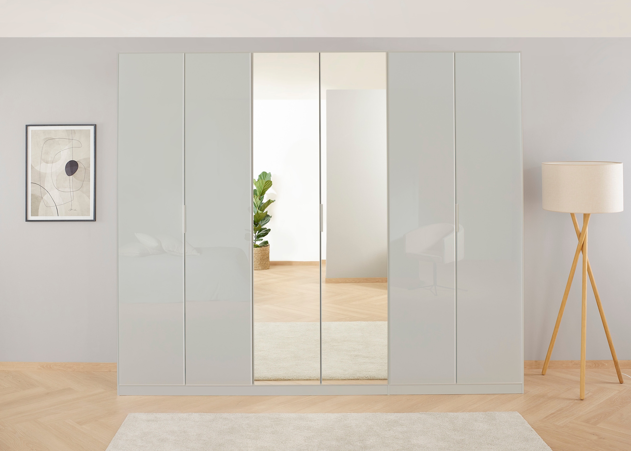 rauch Drehtürenschrank »Kleiderschrank Schrank Garderobe KOLUNA mit Glastüren und Spiegel«, inkl. 2 Innenschubladen sowie extra Einlegeböden MADE IN GERMANY