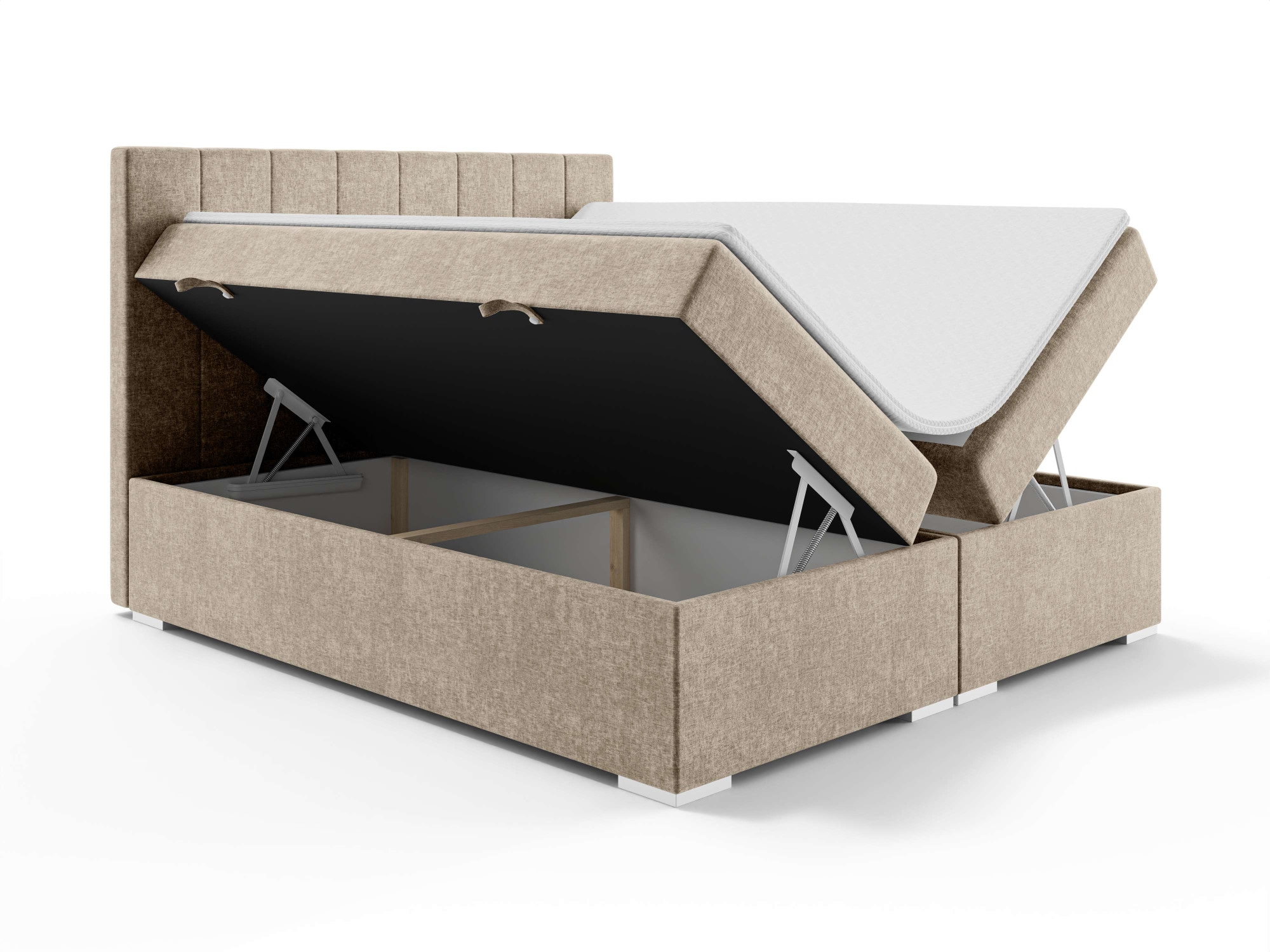 Places of Style Polsterbett »Ginoro mit Matratze und Topper, in 3 Breiten (140, 160 und 180 cm)«, Boxspringbett mit Kopfteil, Bettkasten, Matratze (BFK/TFK) und Topper